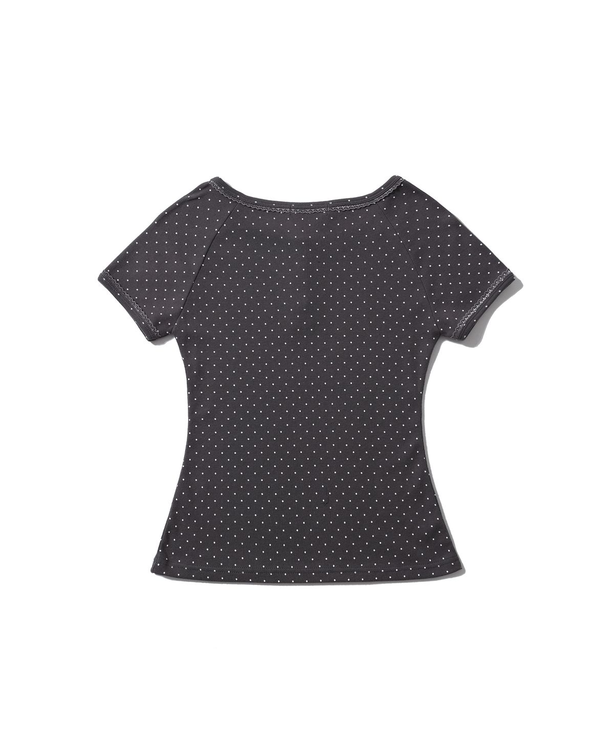 어니브(ANIV) DOT LETTERING HENLEY NECK T-SHIRT CHARCOAL