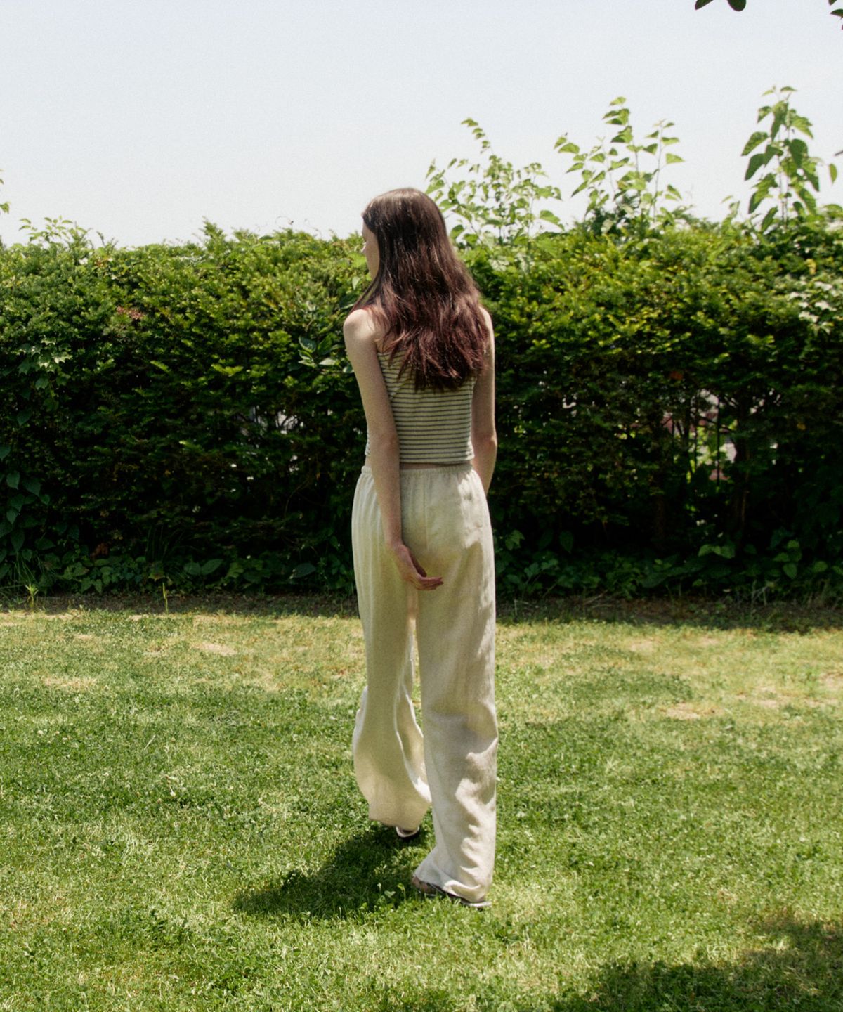 어다울(ADAUL) Linen sheer banding wide pants - natural