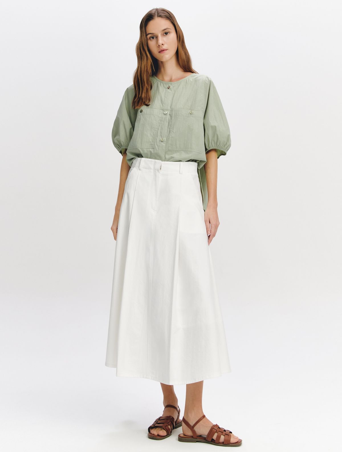 그레이데시온(GRAYDATION) One Tuck Flare Skirt OFF WHITE