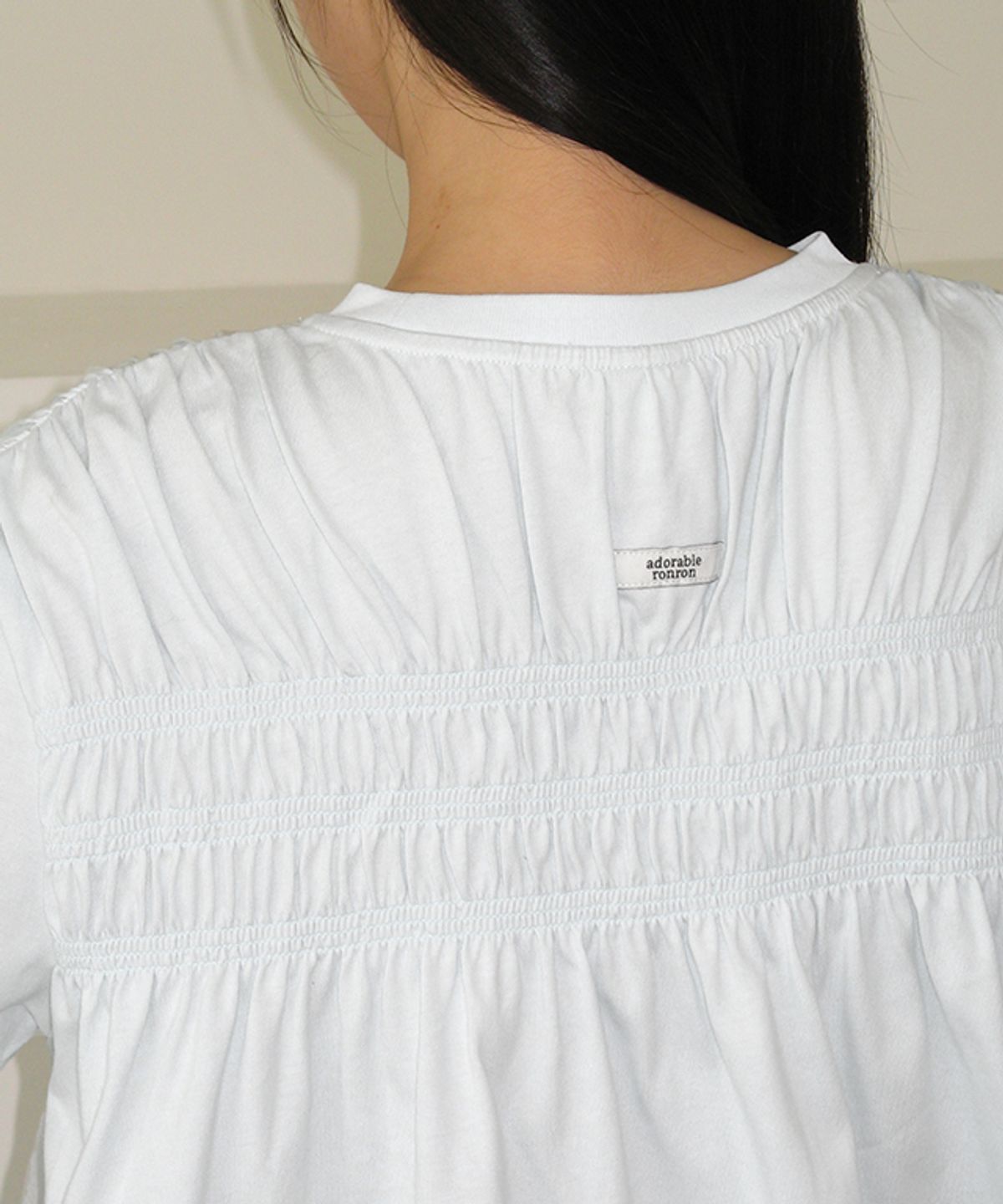 론론(RONRON) SMOKED FLARE T SHIRT WHITE