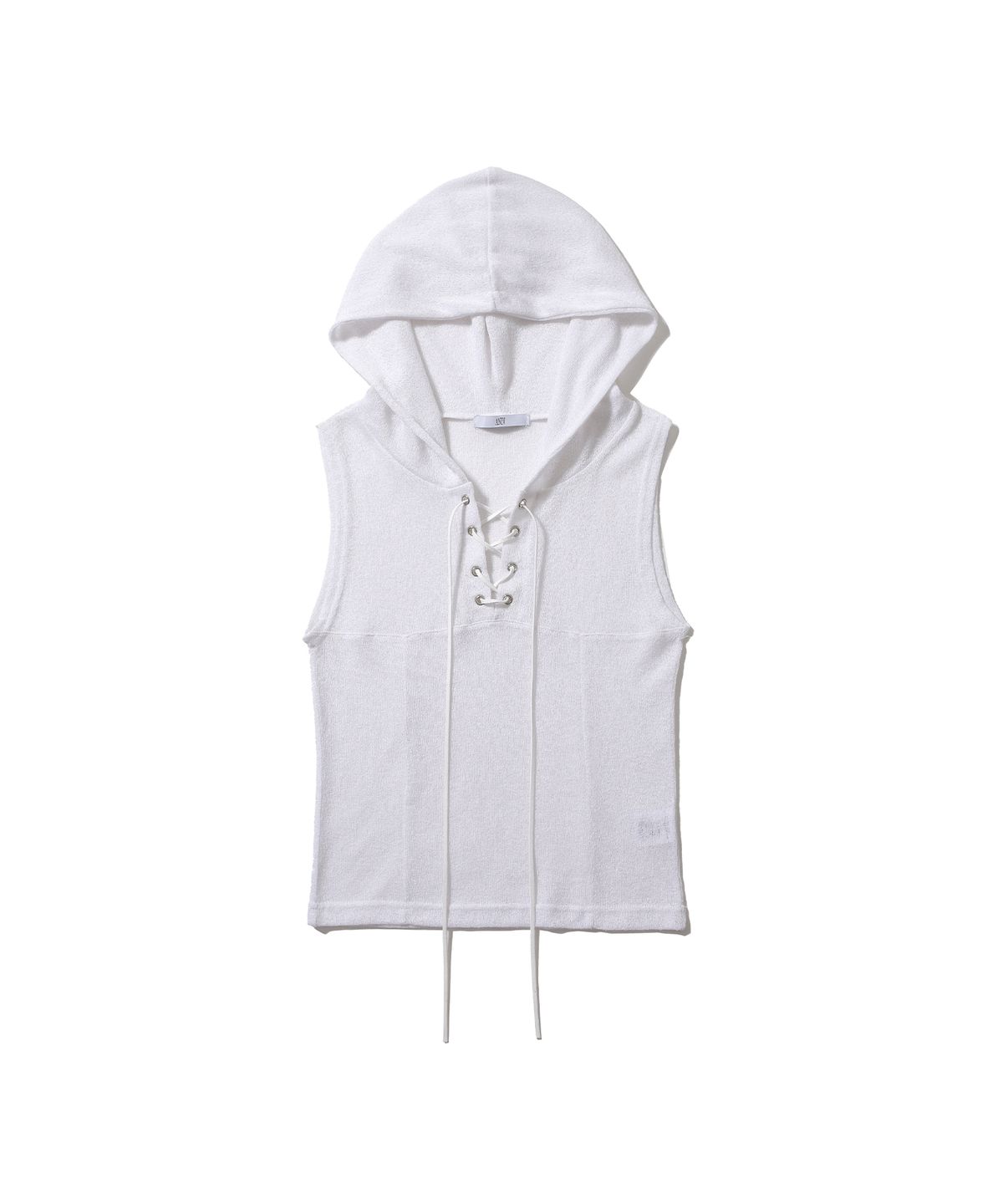 어니브(ANIV) SEE-THROUGH EYELET SLEEVELESS HOODED WHITE
