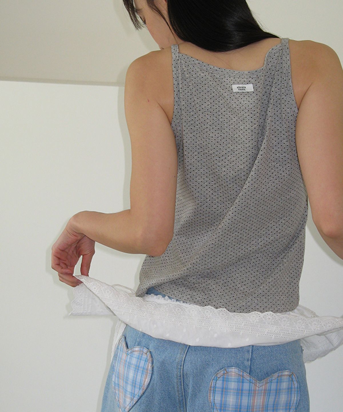 론론(RONRON) DOT BOATNECK SLEEVELESS GREY