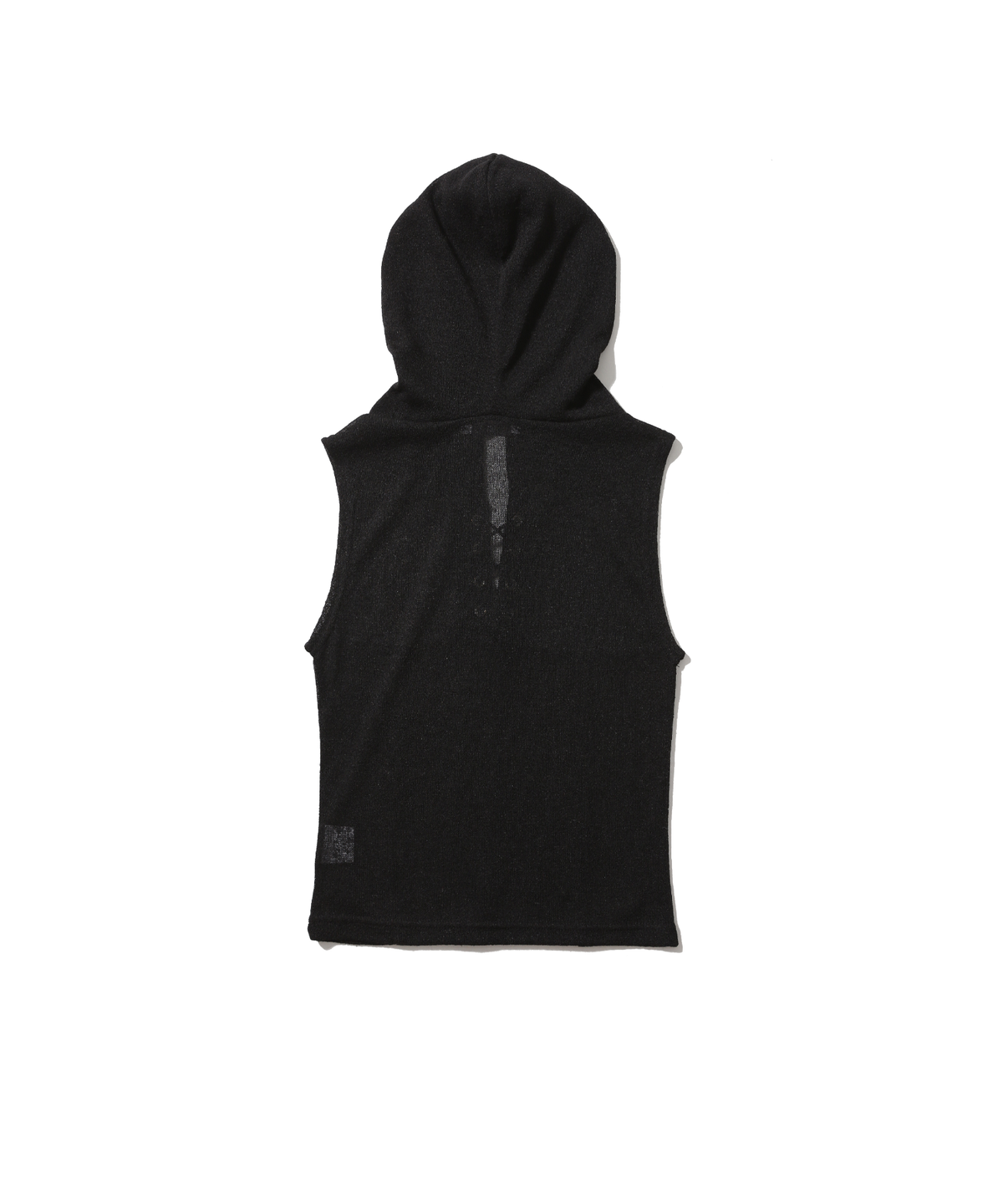 어니브(ANIV) SEE-THROUGH EYELET SLEEVELESS HOODED BLACK