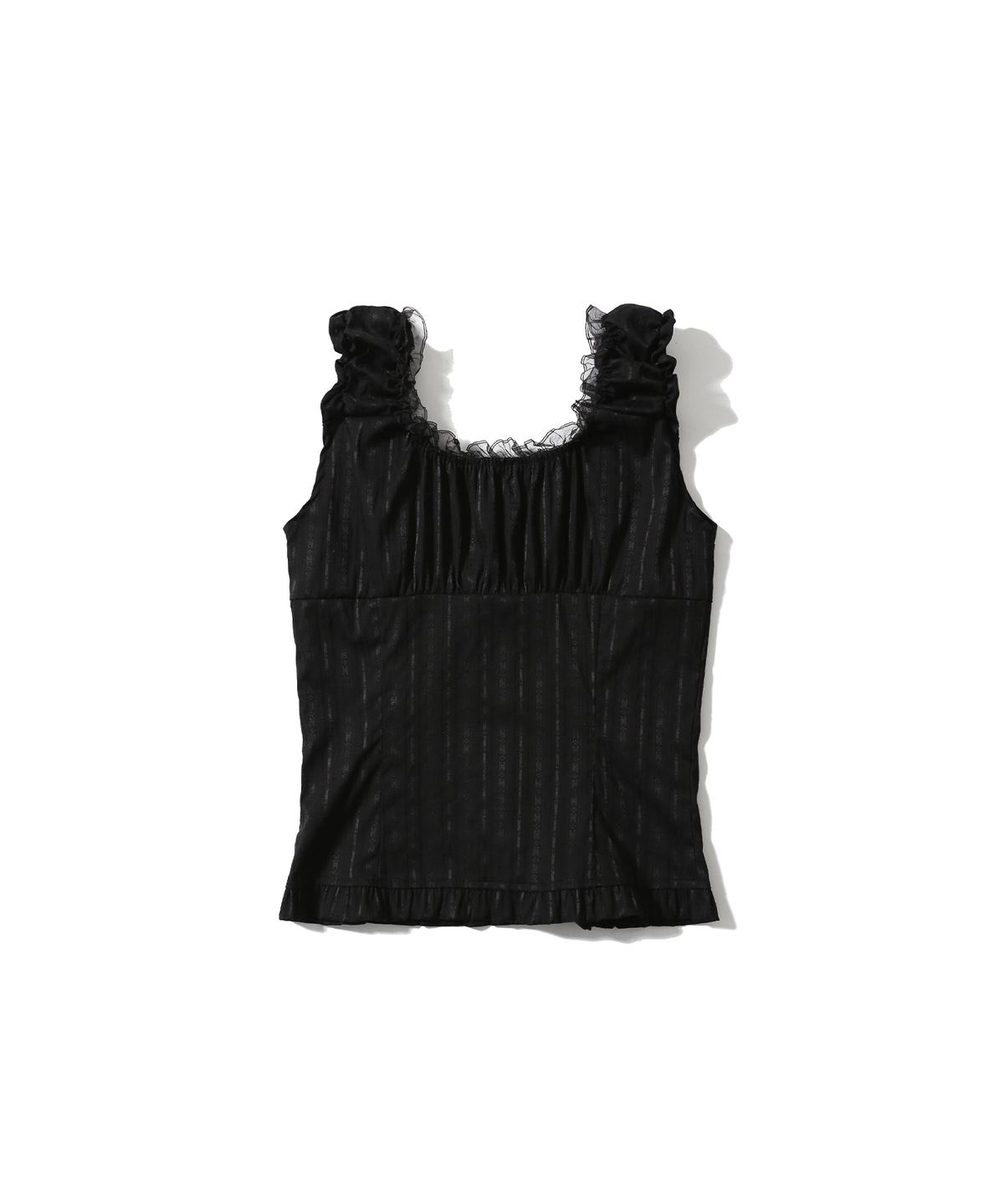 어니브(ANIV) FRILL SHORT RUFFLE BLOUSE BLACK
