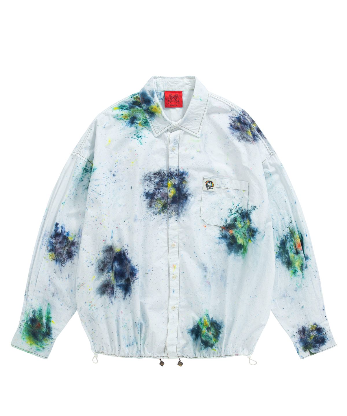 커넥트엑스(CONECTX) Hand Spray Dyed Cotton String Shirt, Multi Green