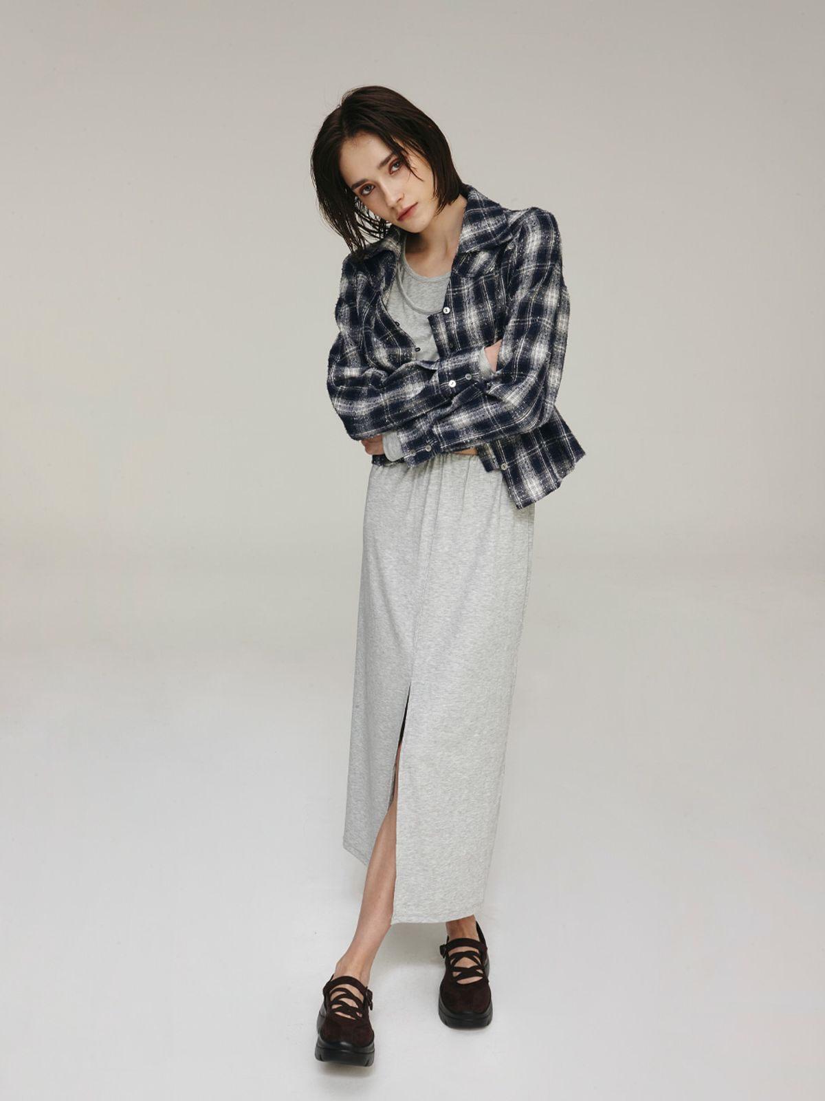 뽐므(POMME) 레어스커트(그레이)