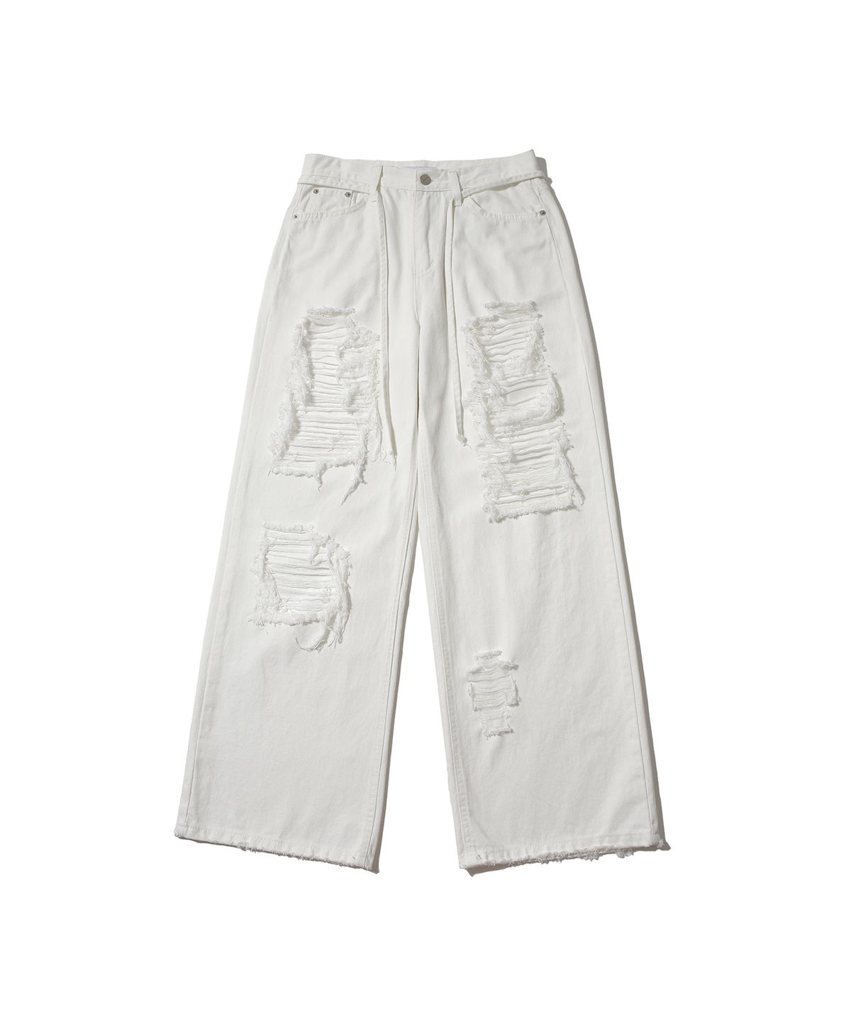 어니브(ANIV) SCRATCH DAMAGE WIDE DENIM PANTS WHITE
