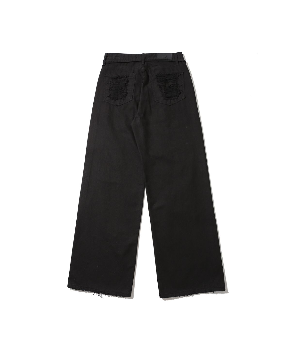 어니브(ANIV) SCRATCH DAMAGE WIDE DENIM PANTS BLACK