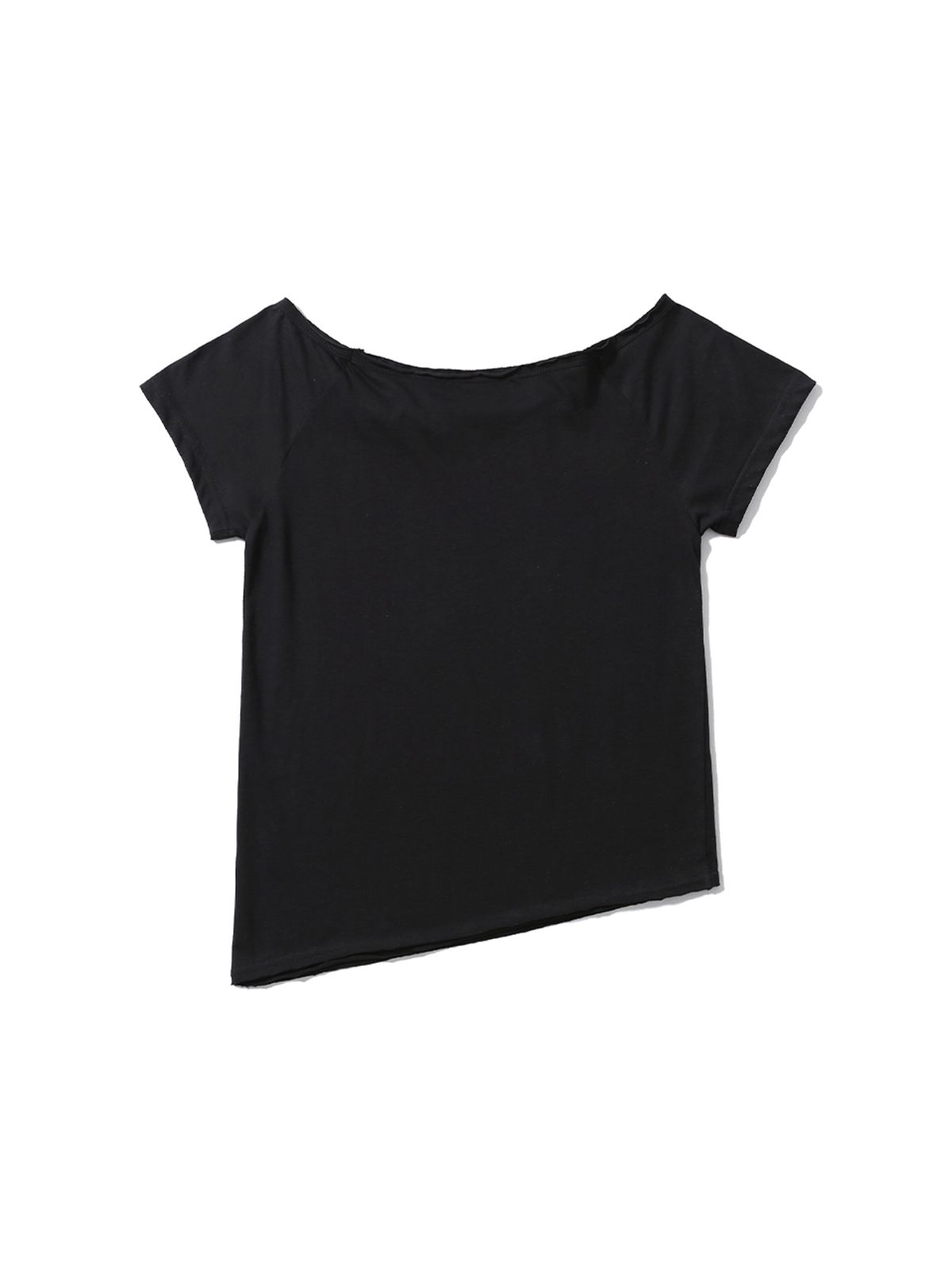 어니브(ANIV) UNBALANCE PIERCING EYELET T-SHIRT BLACK