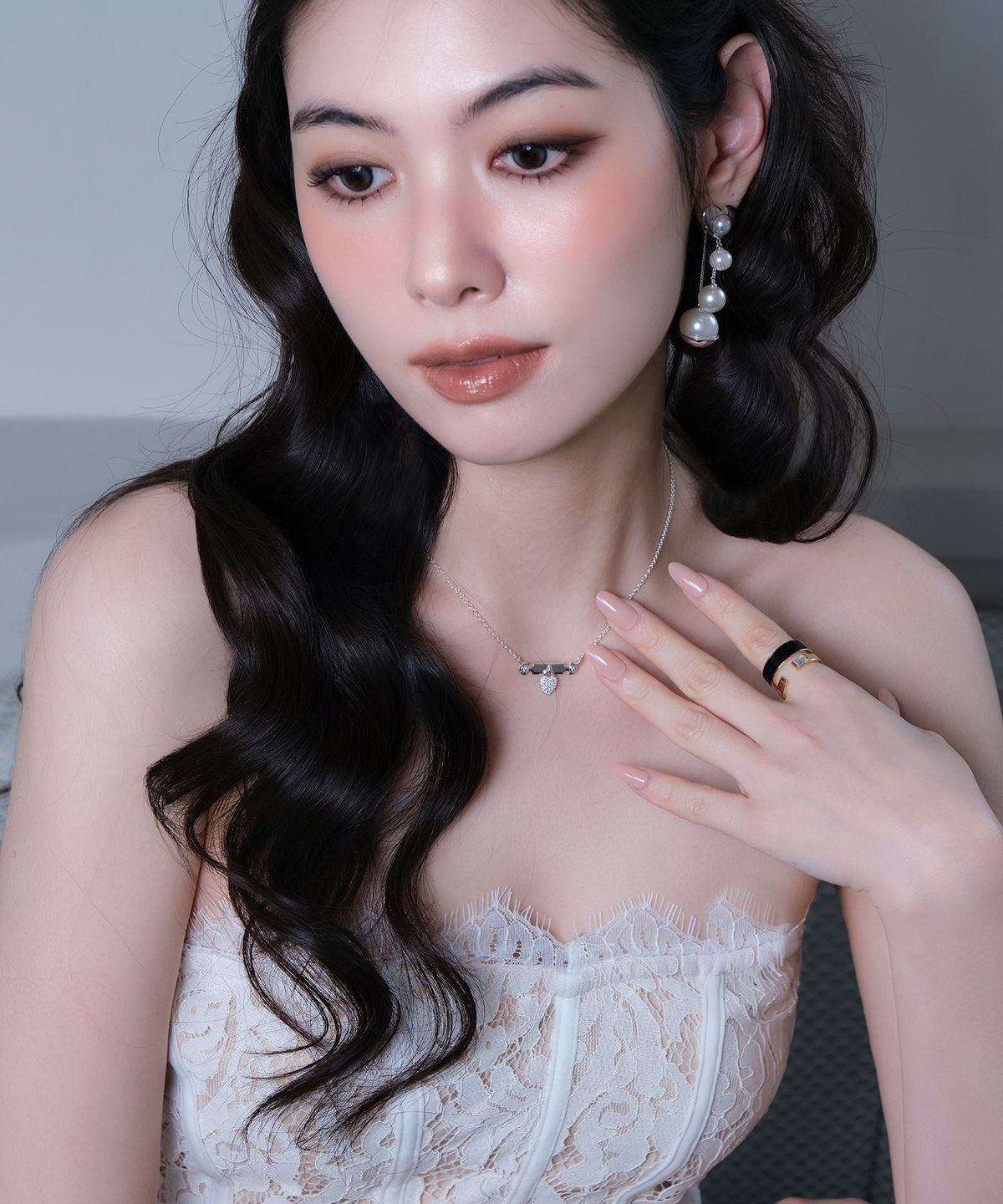 레브(REVE) 바게트Q  레이어드 에폭링 블랙