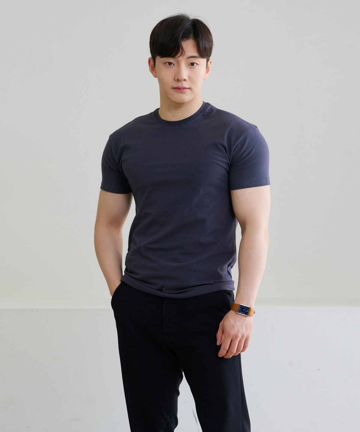 핵쿨남(HECKCOOLNAM) 어깨넓어보이는 남자 머슬핏 반팔 무지 티셔츠