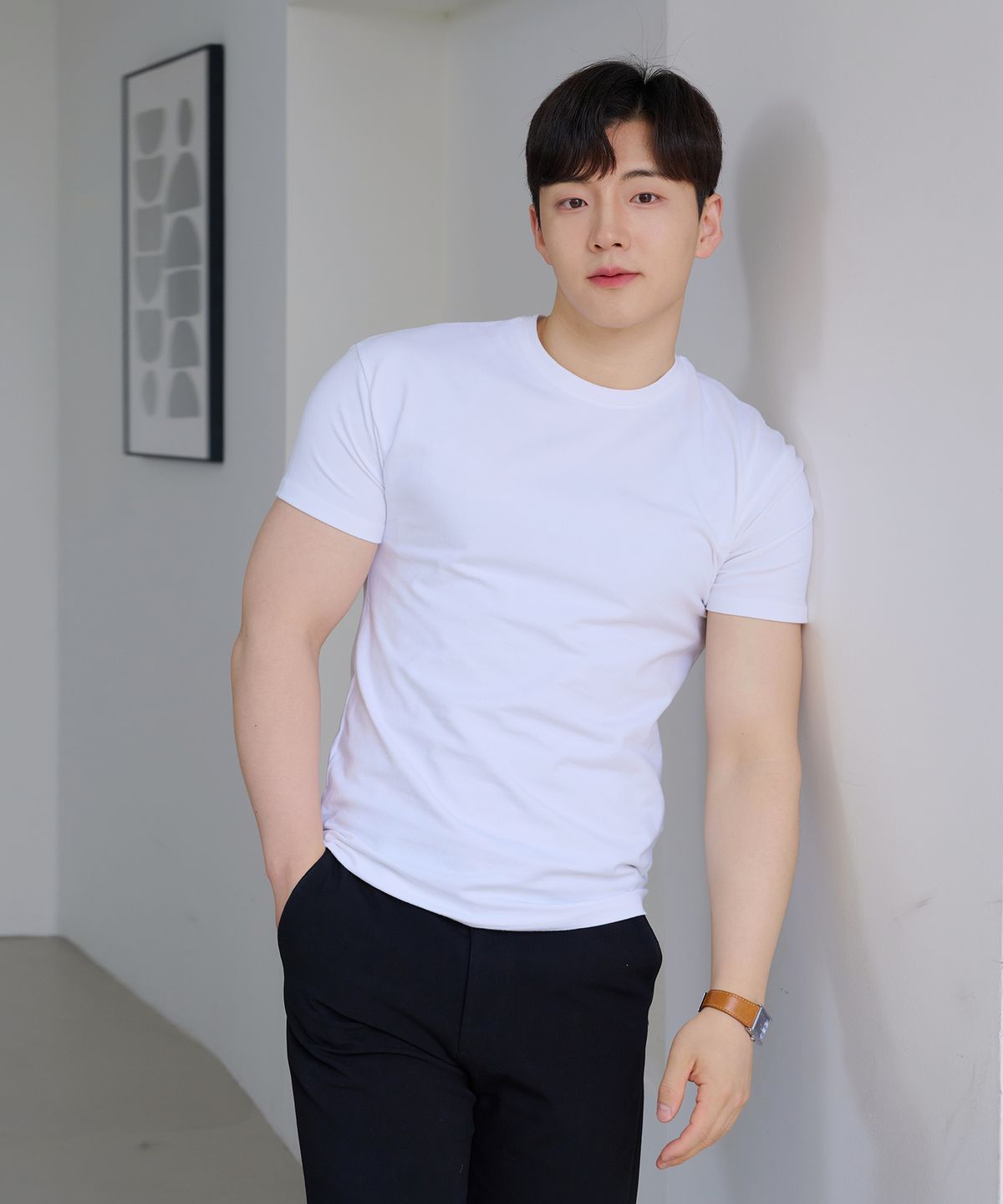 핵쿨남(HECKCOOLNAM) 어깨넓어보이는 남자 머슬핏 반팔 무지 티셔츠