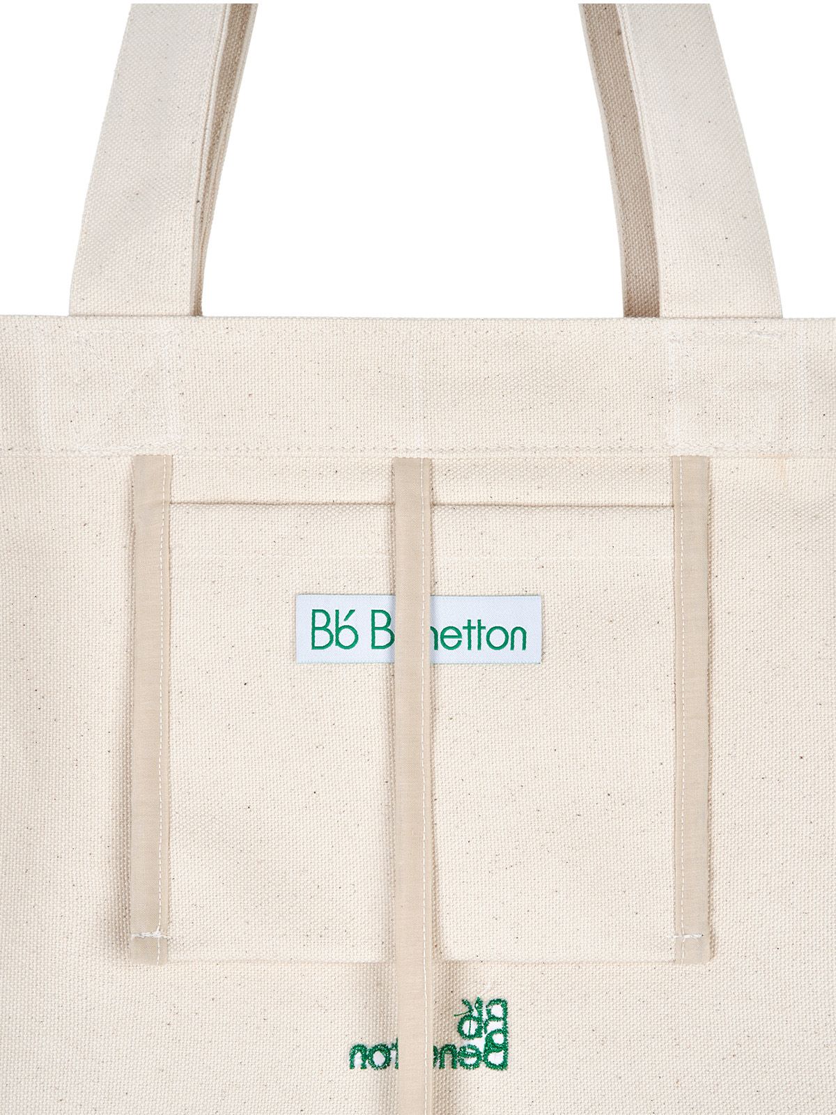 비플랫 베네통(Bb' BENETTON) 컬러 타이포 에코백 (Ivory)