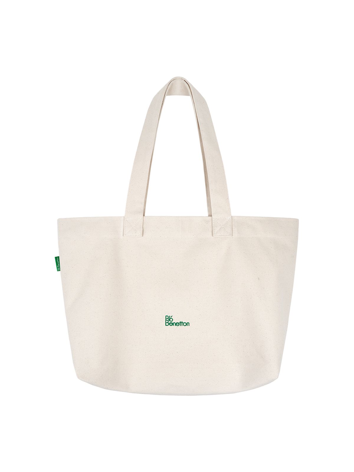 비플랫 베네통(Bb' BENETTON) 컬러 타이포 에코백 (Ivory)