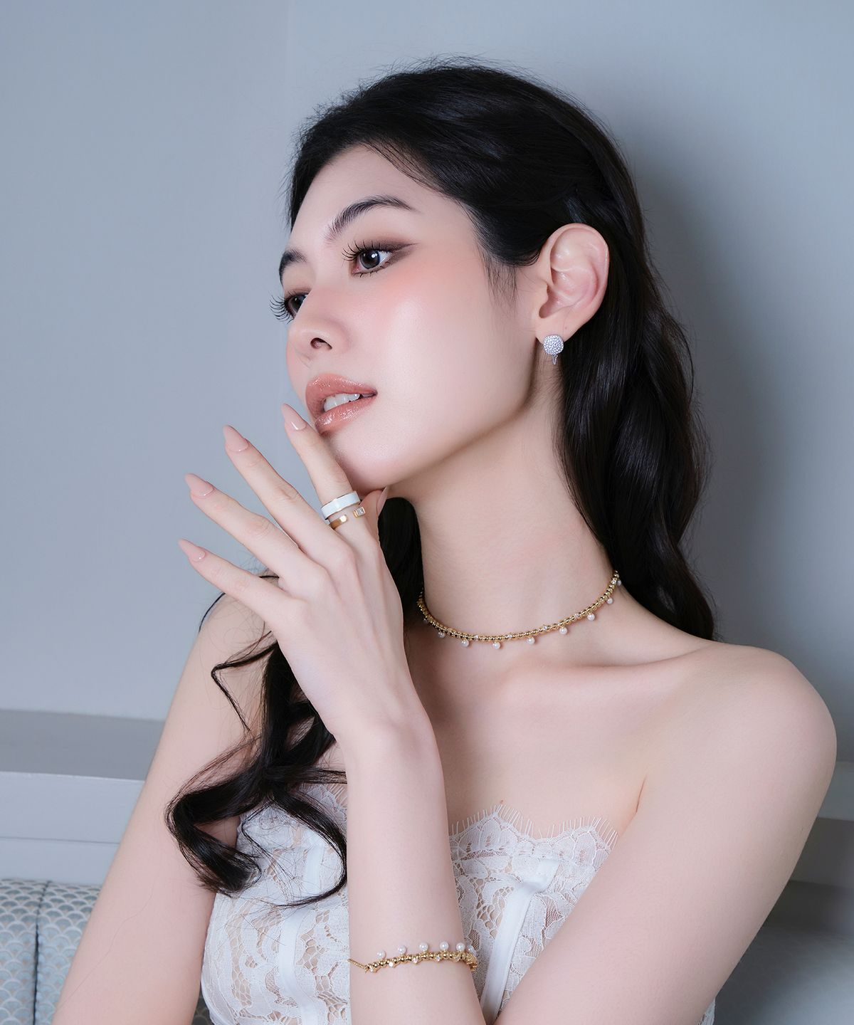 레브(REVE) 바게트Q  레이어드 에폭링 화이트
