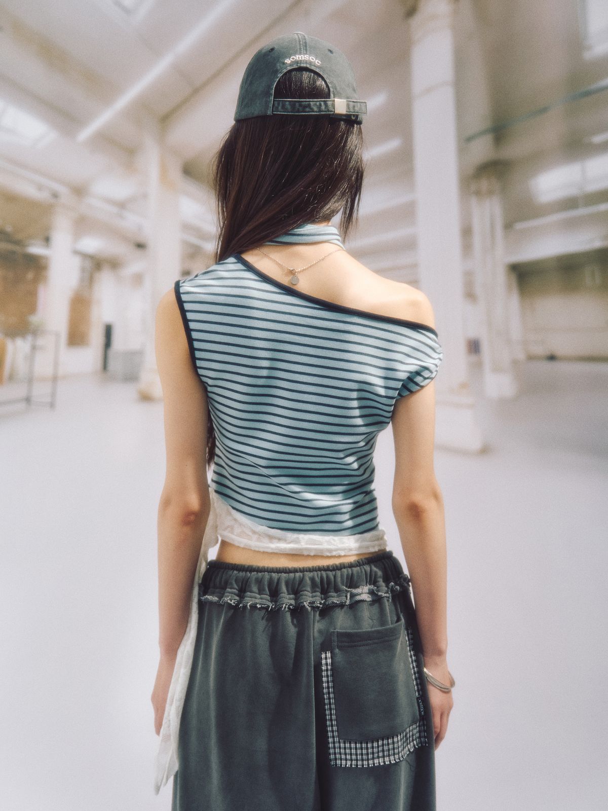 솜속(SOMSOC) SALLY STRIPE SCARF TOP_SKY BLUE