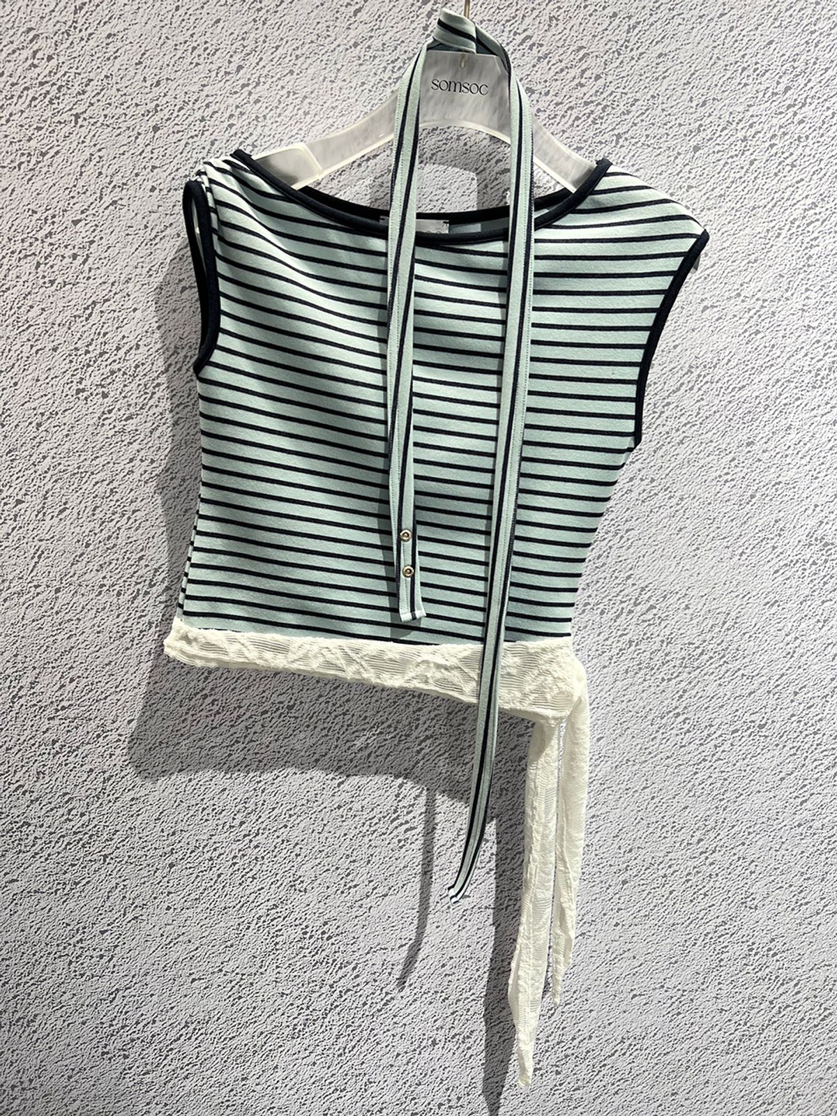 솜속(SOMSOC) SALLY STRIPE SCARF TOP_SKY BLUE