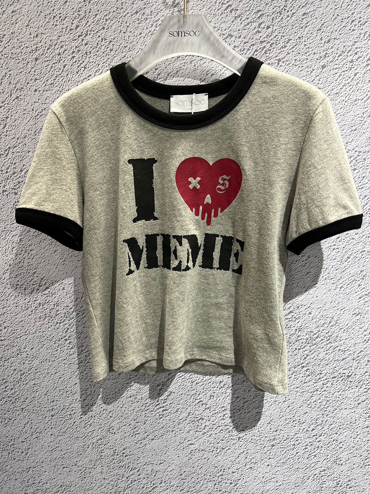 솜속(SOMSOC) LOVE MEME RINGER TOP_M.GREY