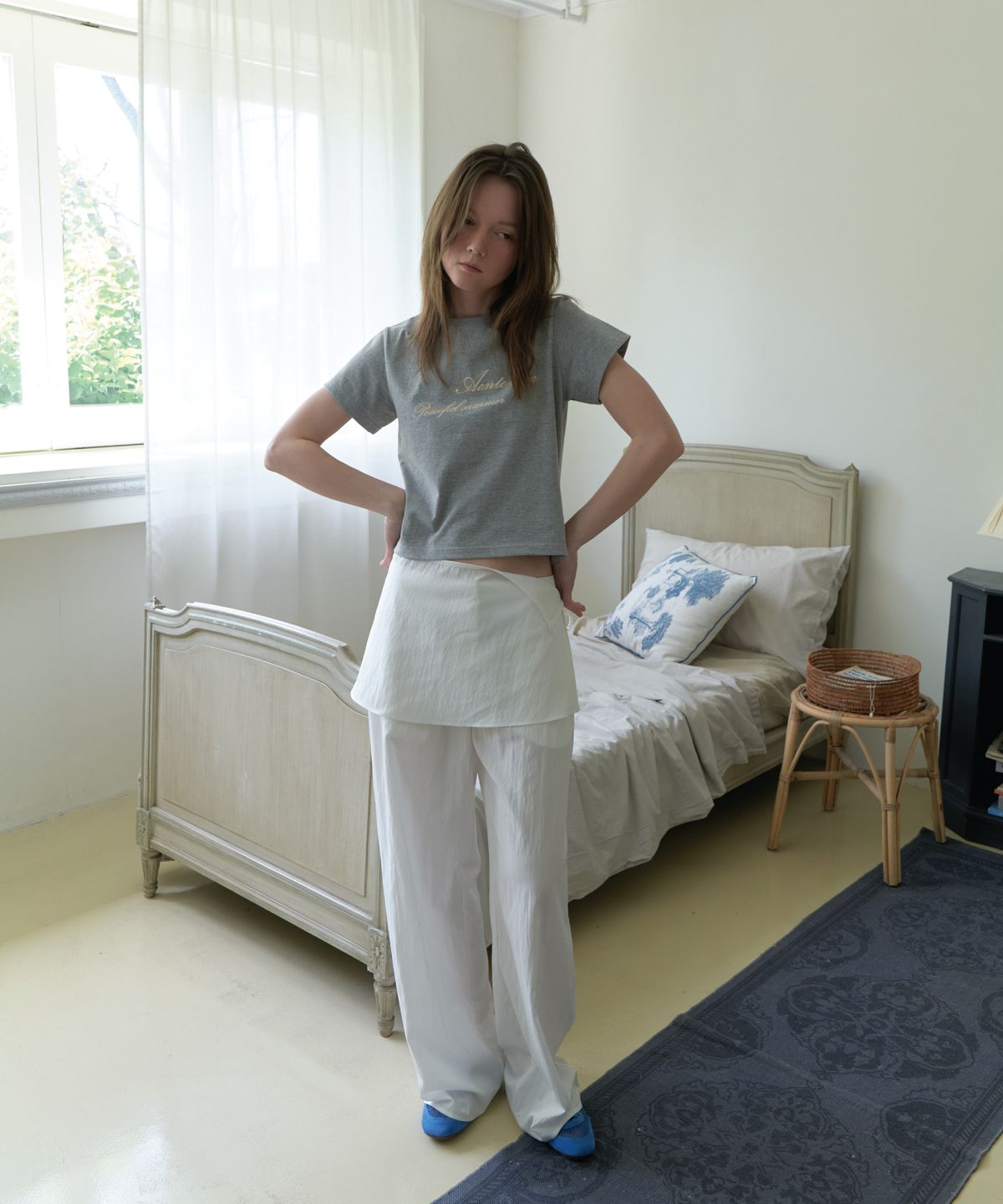 앤테(AENTE) Sheer wide pants- Ivory