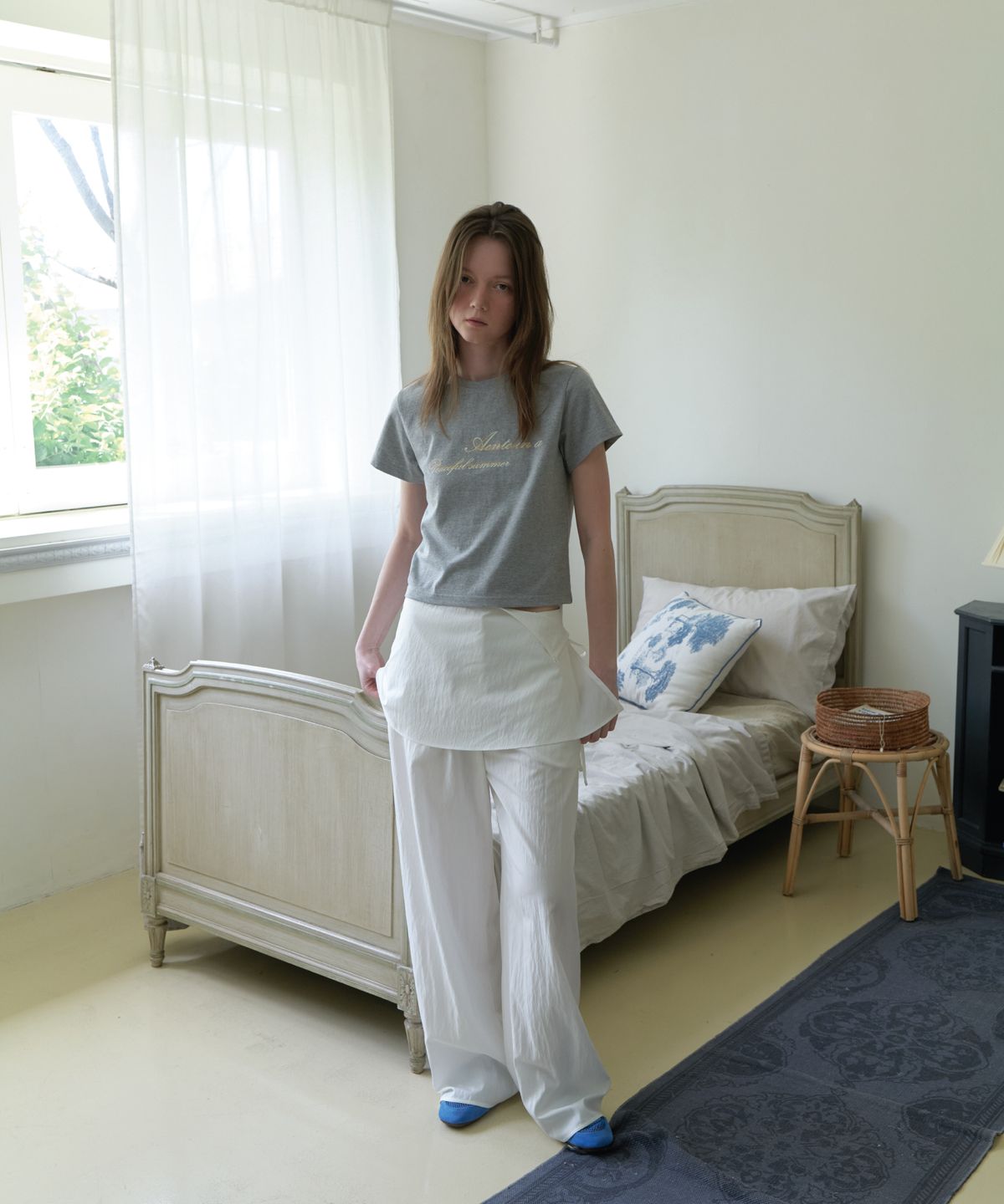 앤테(AENTE) Sheer wide pants- Ivory