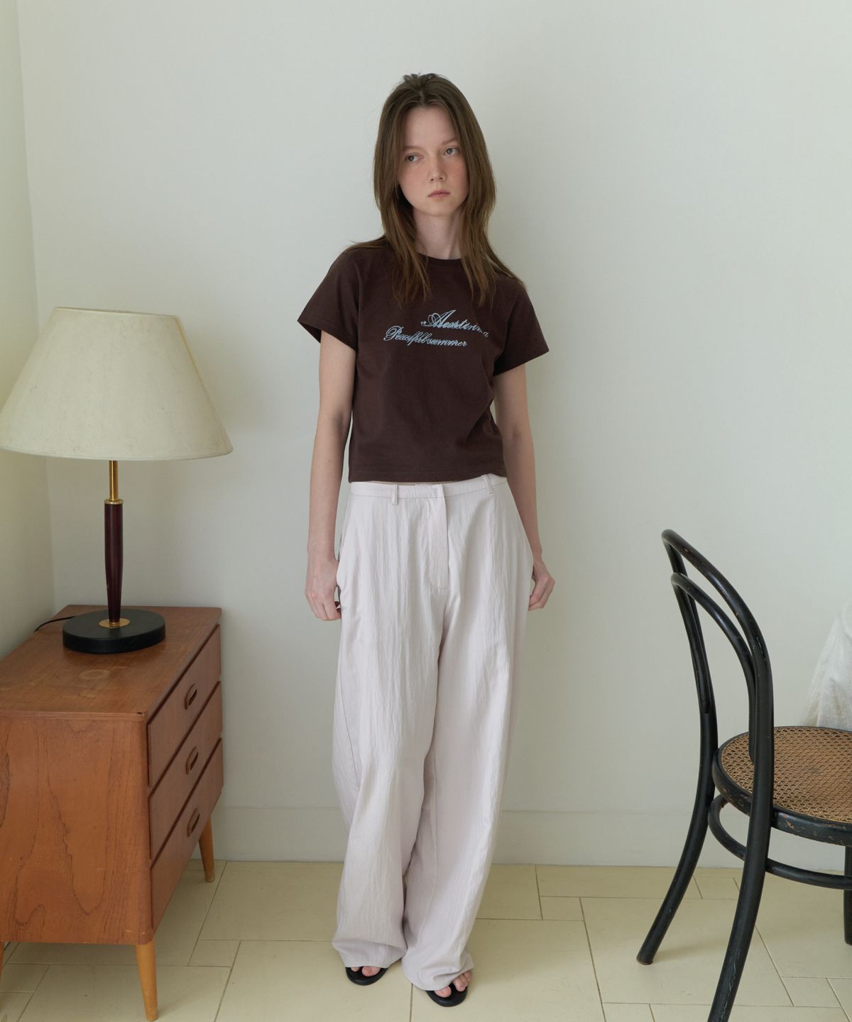 앤테(AENTE) Sheer wide pants- Pink