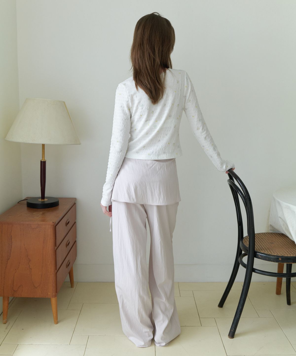 앤테(AENTE) Sheer wide pants- Pink