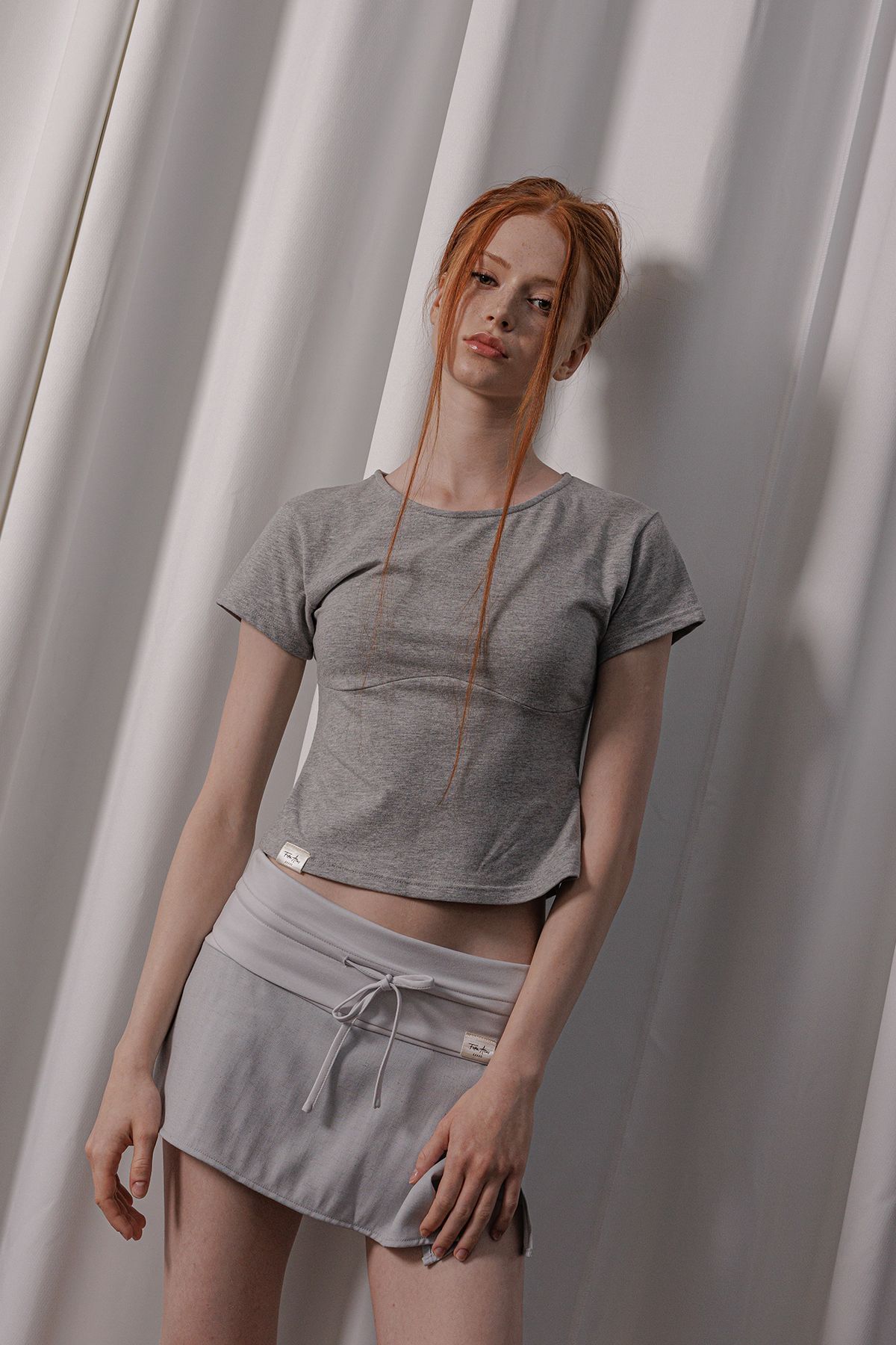 피프트 에일리어스(FIFTHALIAS) (코튼 모달) Soft line t-shirt Melange grey