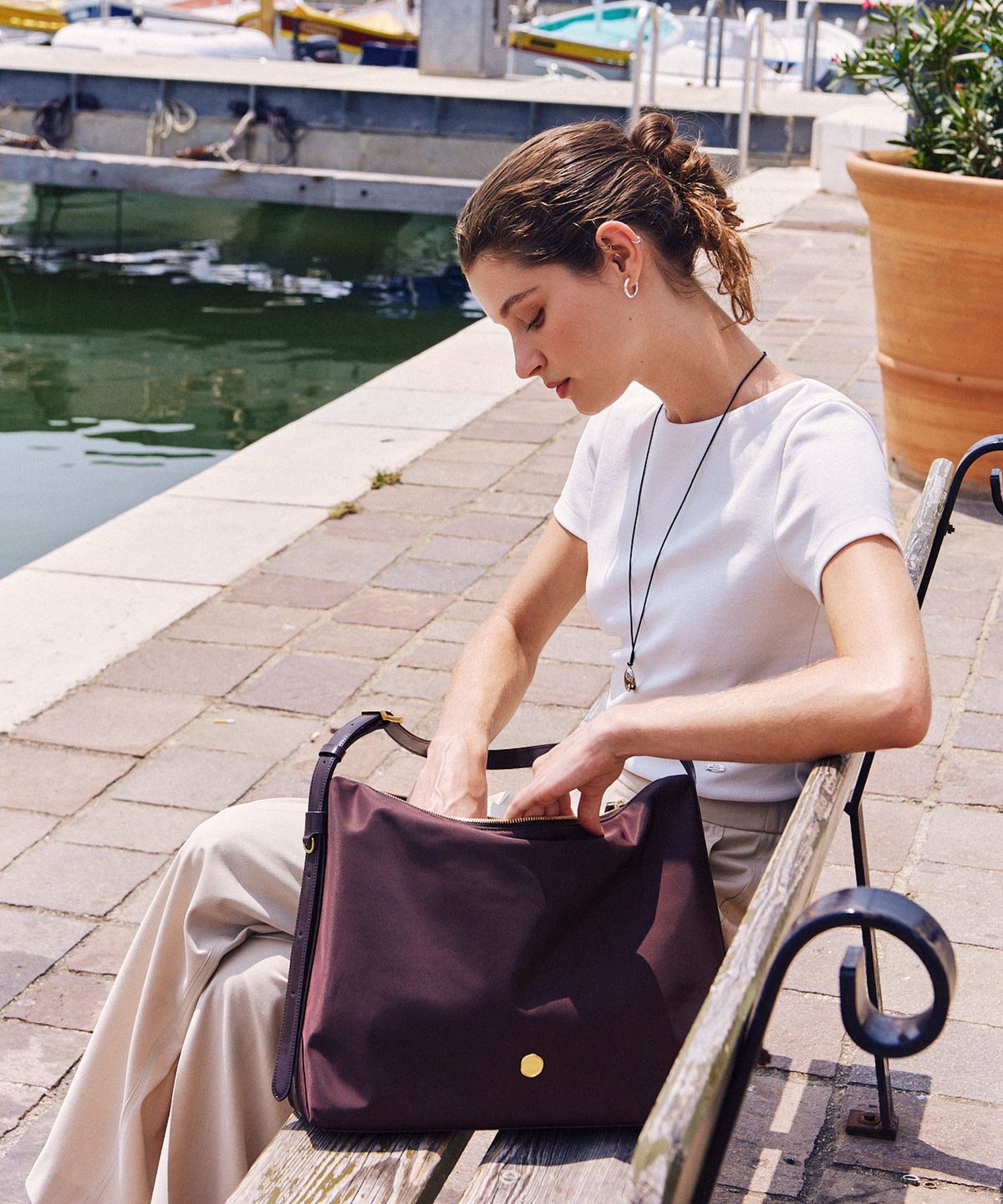르메메(LEMEME) Sac Agnes Nylon WineBrown