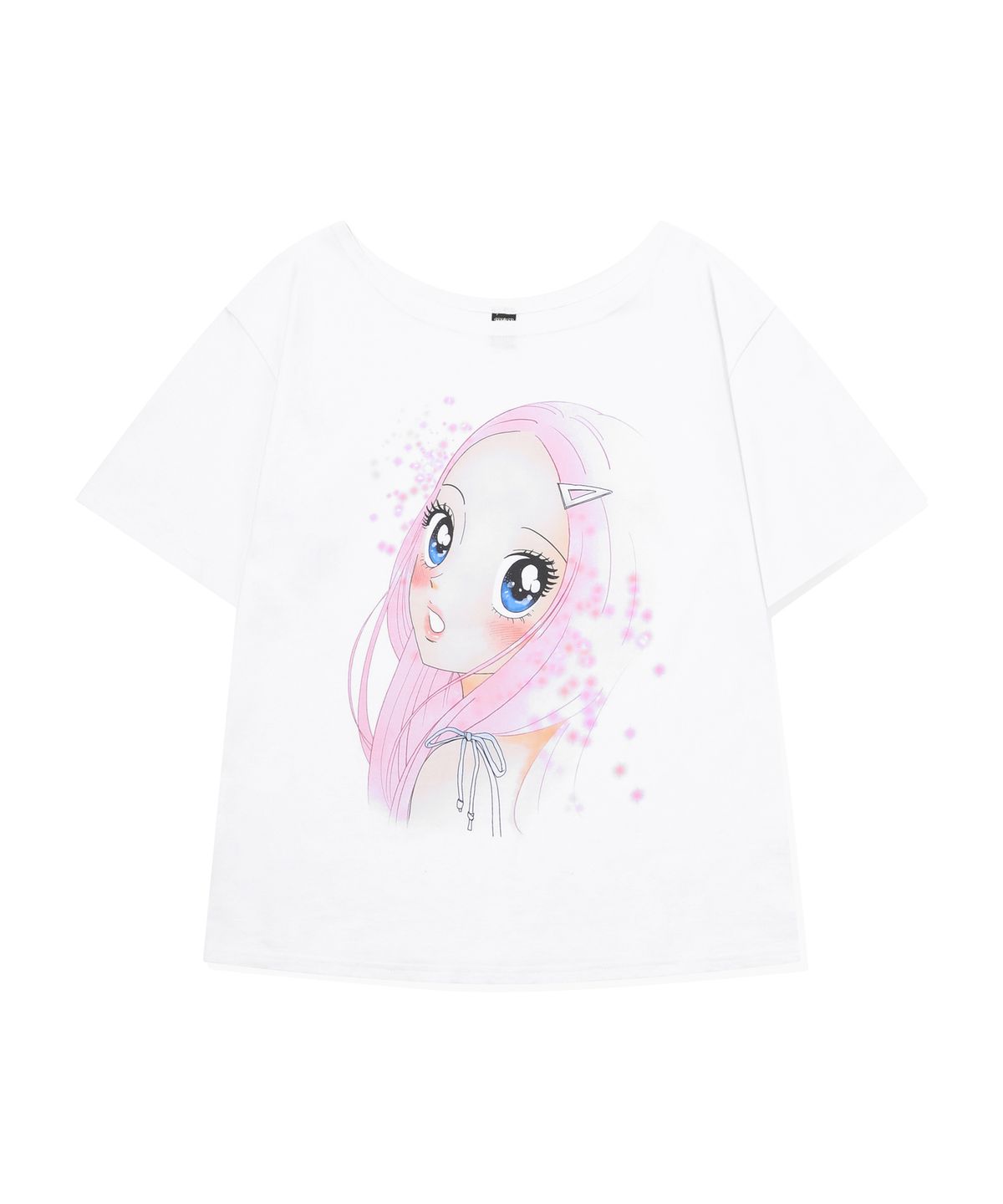 원더비지터(WONDERVISITOR) Pink HEESU One shoulder T-shirt [White]