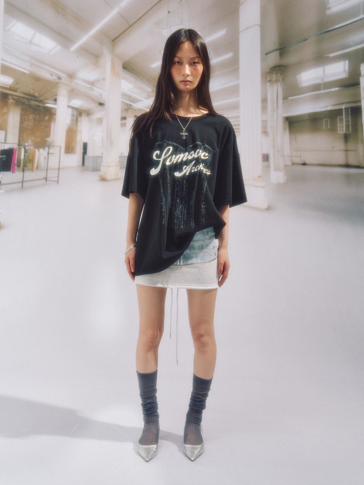 솜속(SOMSOC) TROMPE LOEIL CORSET TOP_BLACK