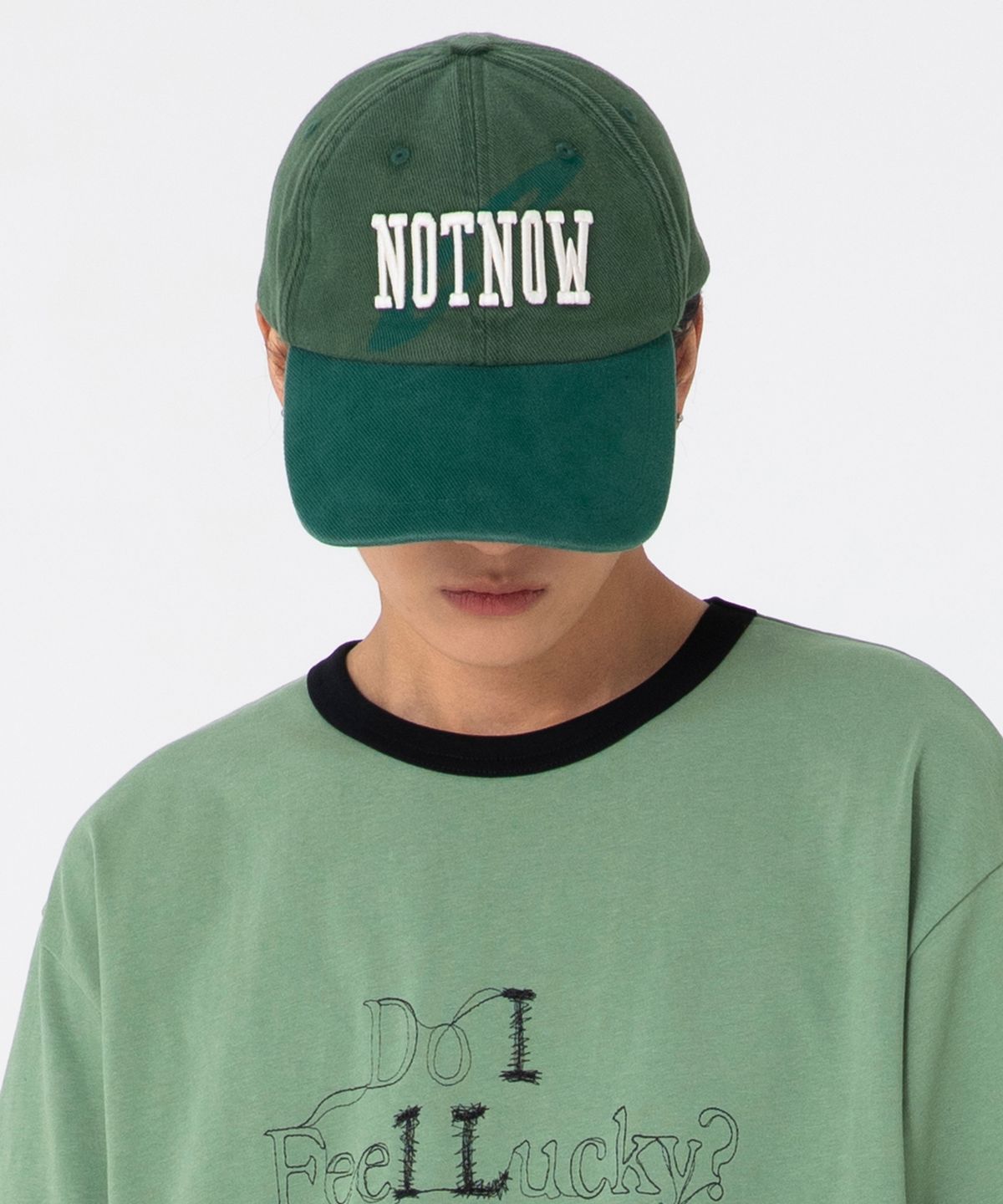 글랙(GLACK) GC059 NOTNOW 배색 워시드 코튼 볼캡 (GREEN)