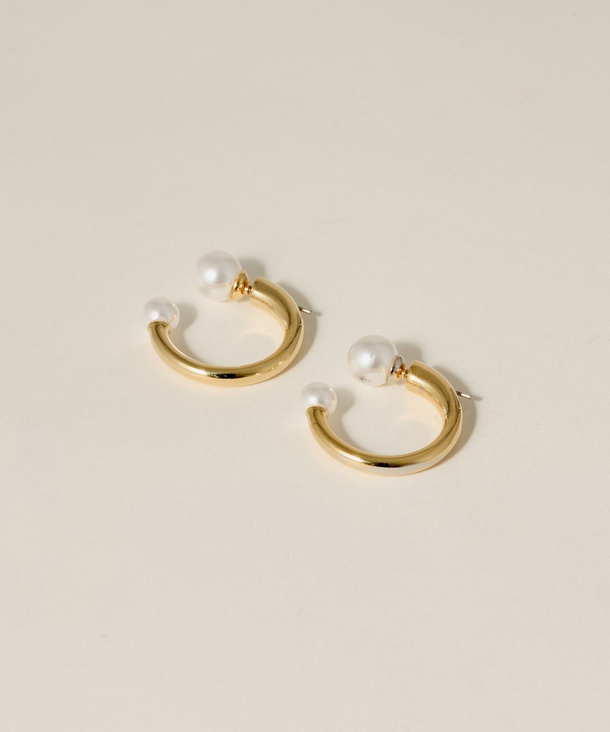 노비스도쿄(NOVICE TOKYO) 더블 진주 후프 피어스 Double Pearl Hoop Pierce / Gold