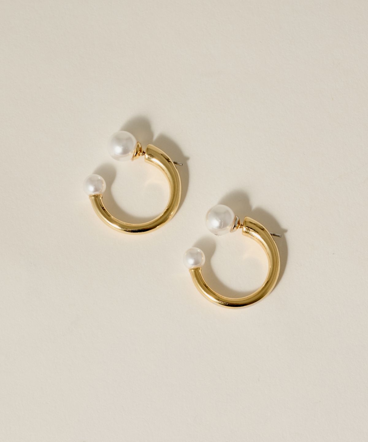노비스도쿄(NOVICE TOKYO) 더블 진주 후프 피어스 Double Pearl Hoop Pierce / Gold