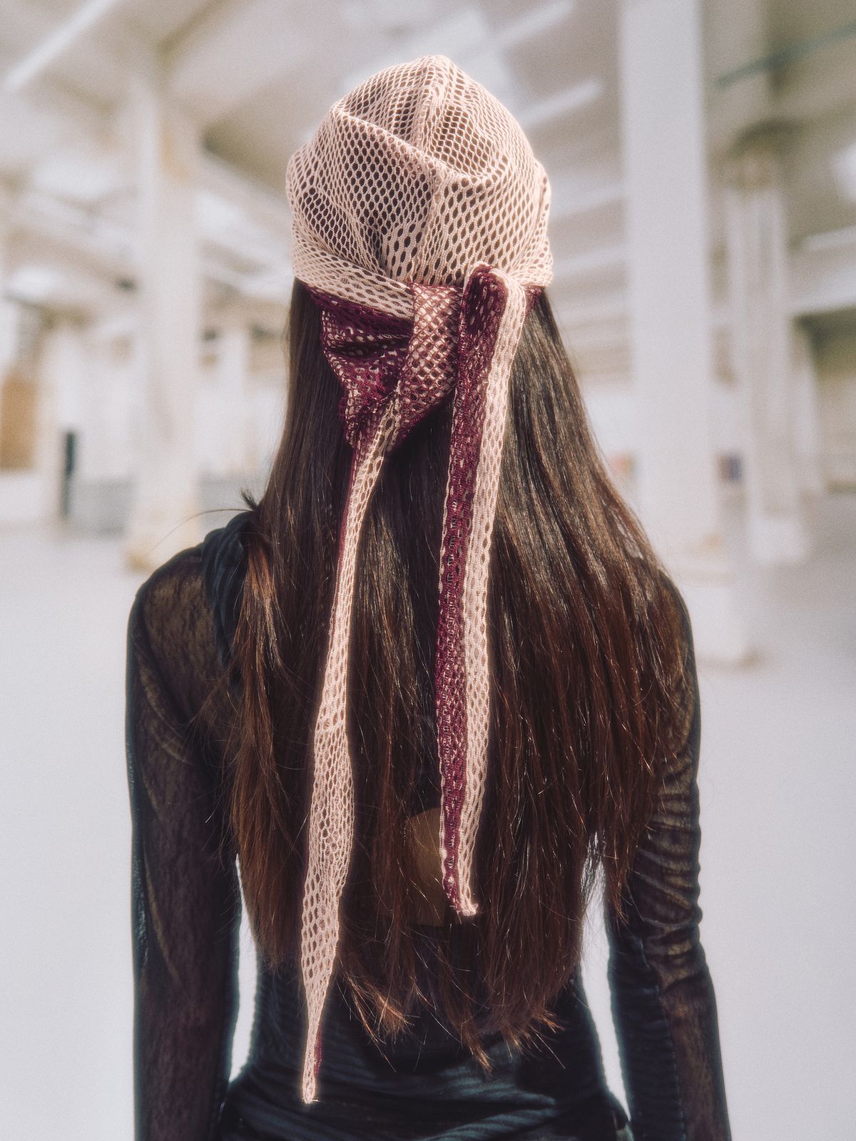 솜속(SOMSOC) LACE PATCH MESH DURAG_SALMON