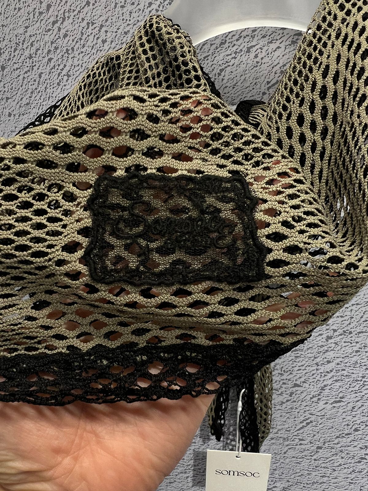 솜속(SOMSOC) LACE PATCH MESH DURAG_BLACK