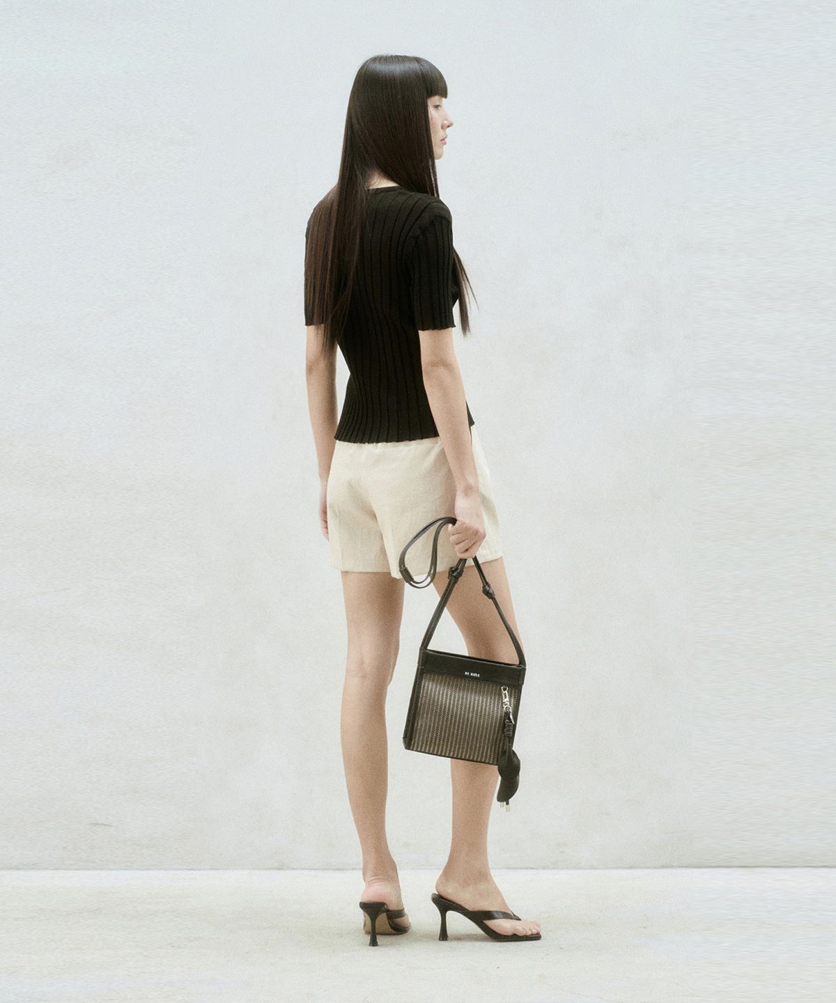 리이(RE RHEE) LEATHER MESH SHOULDER BAG