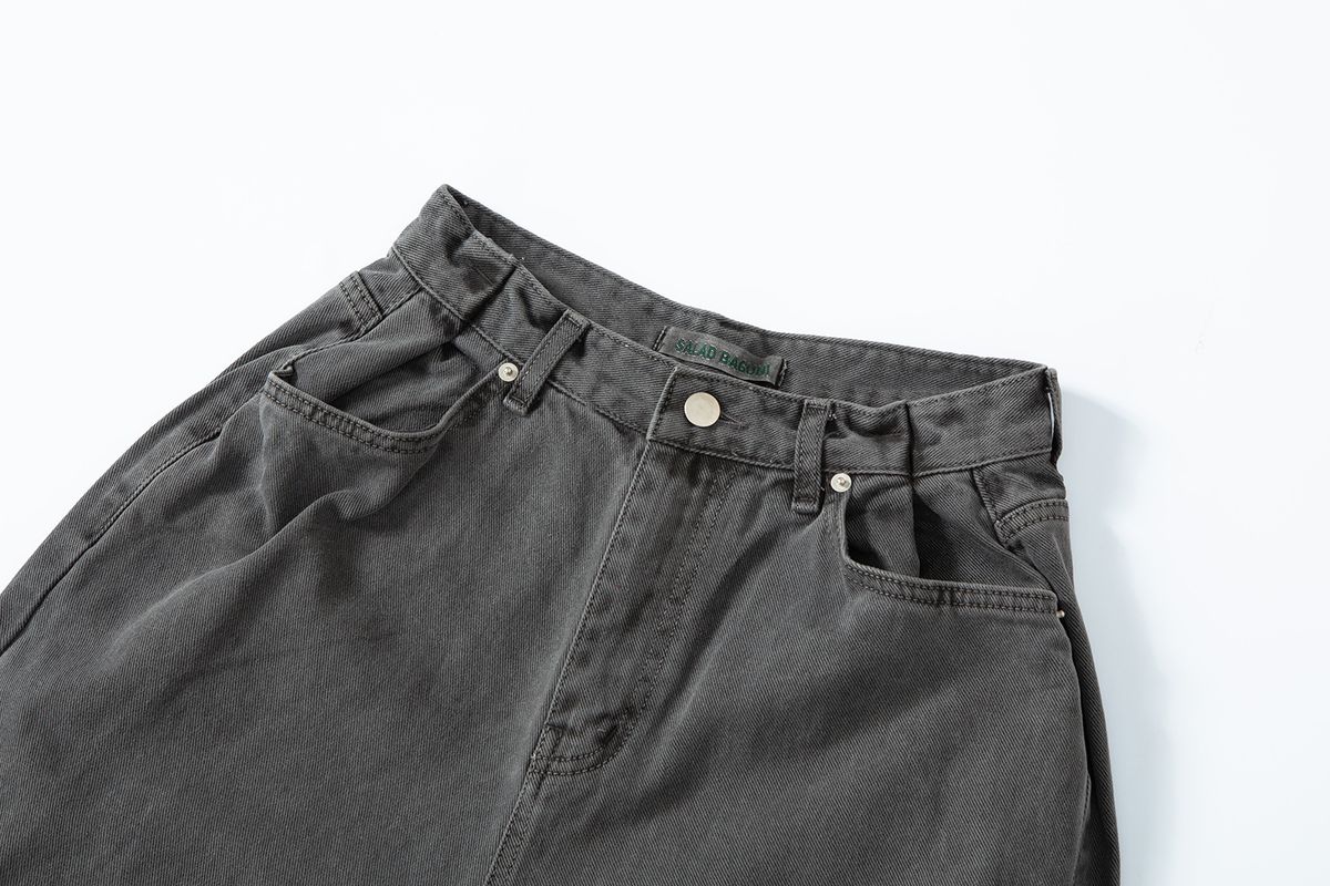 샐러드바구니(SALAD BAGUNI) Washed tuck pocket pants - dark gray