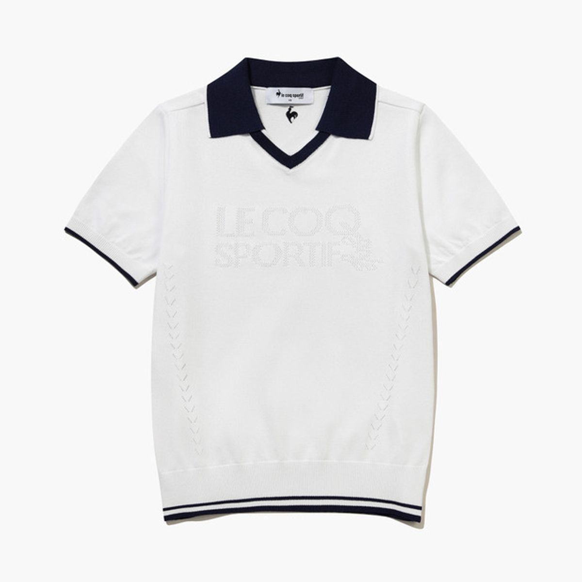 르꼬끄 골프(LECOQ GOLF) 여성 레터링 조직 반팔 카라 스웨터 (GQ322LKP71)