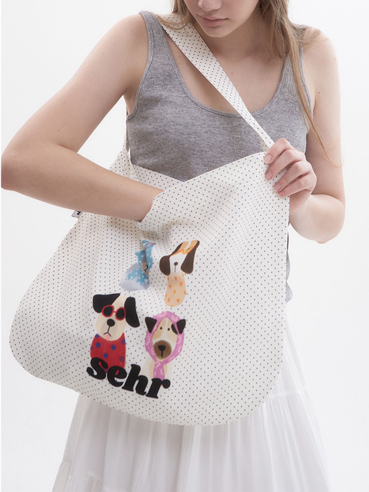세르(SEHR) Puppy Family Easy Bag (Dot Ivory)