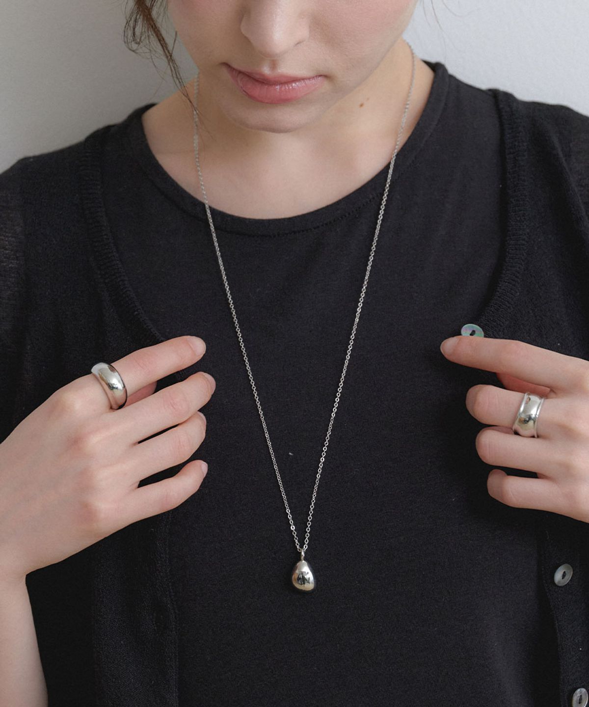 할렌(HALDEN) pebble pendant necklace (N041_silver)