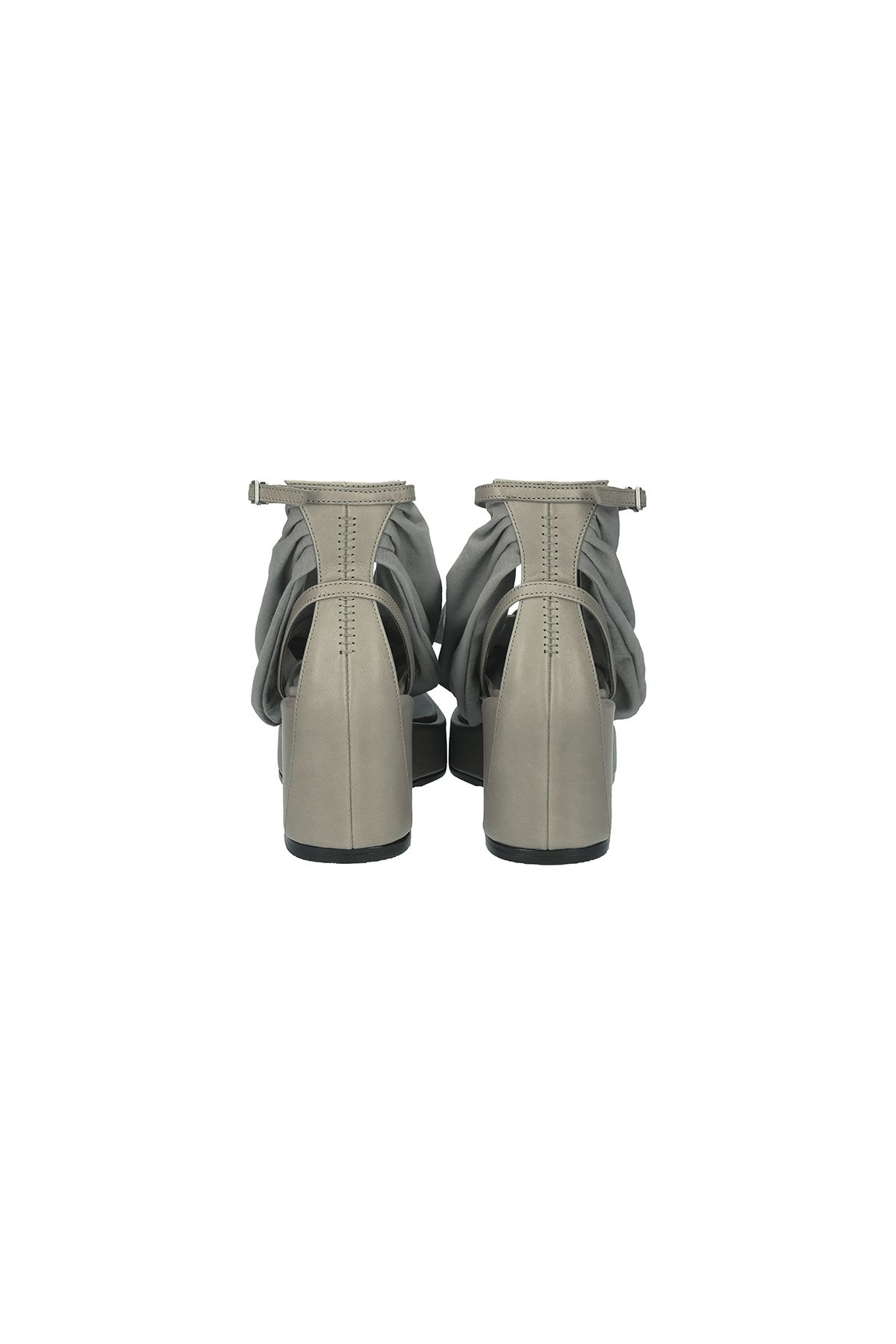 포트리스(4TRESS) DRAPED LEATHER WEDGE SANDALS 02 BEIGE GRAY