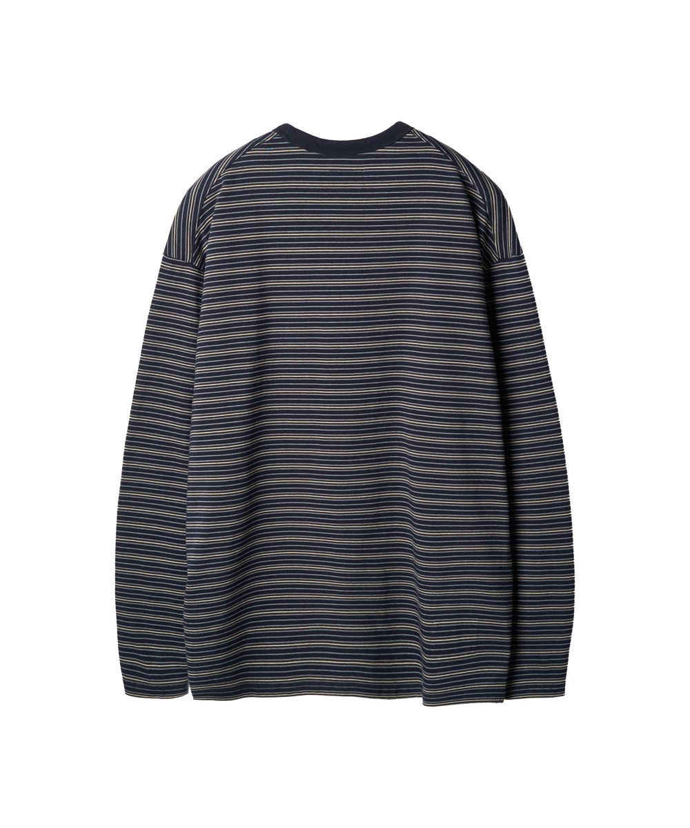 【未使用】DREAMY×WABISABI LONG SLEEVE TOP 墨 MUSINSA公式 | ROUGH SIDE Multi Stripe Long Sleeve Dark Navy