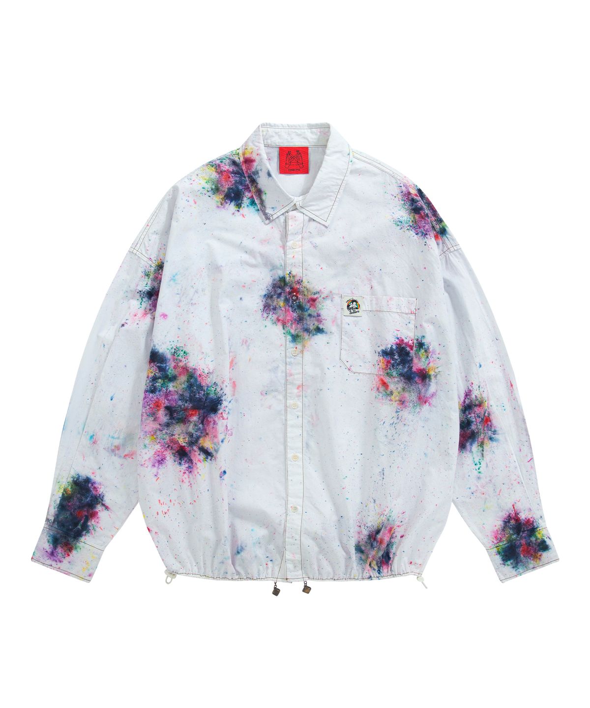 커넥트엑스(CONECTX) Hand Spray Dyed Cotton String Shirt, Multi Pink