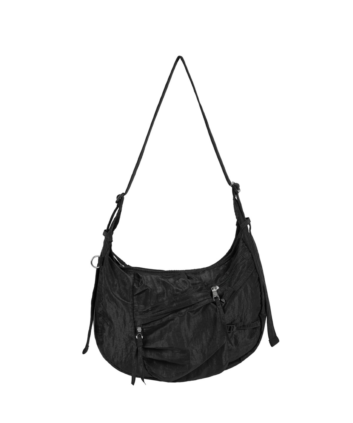 이우가마카라스(IUGAMAKARAS) Nylon Strap Hobo Bag (Black)