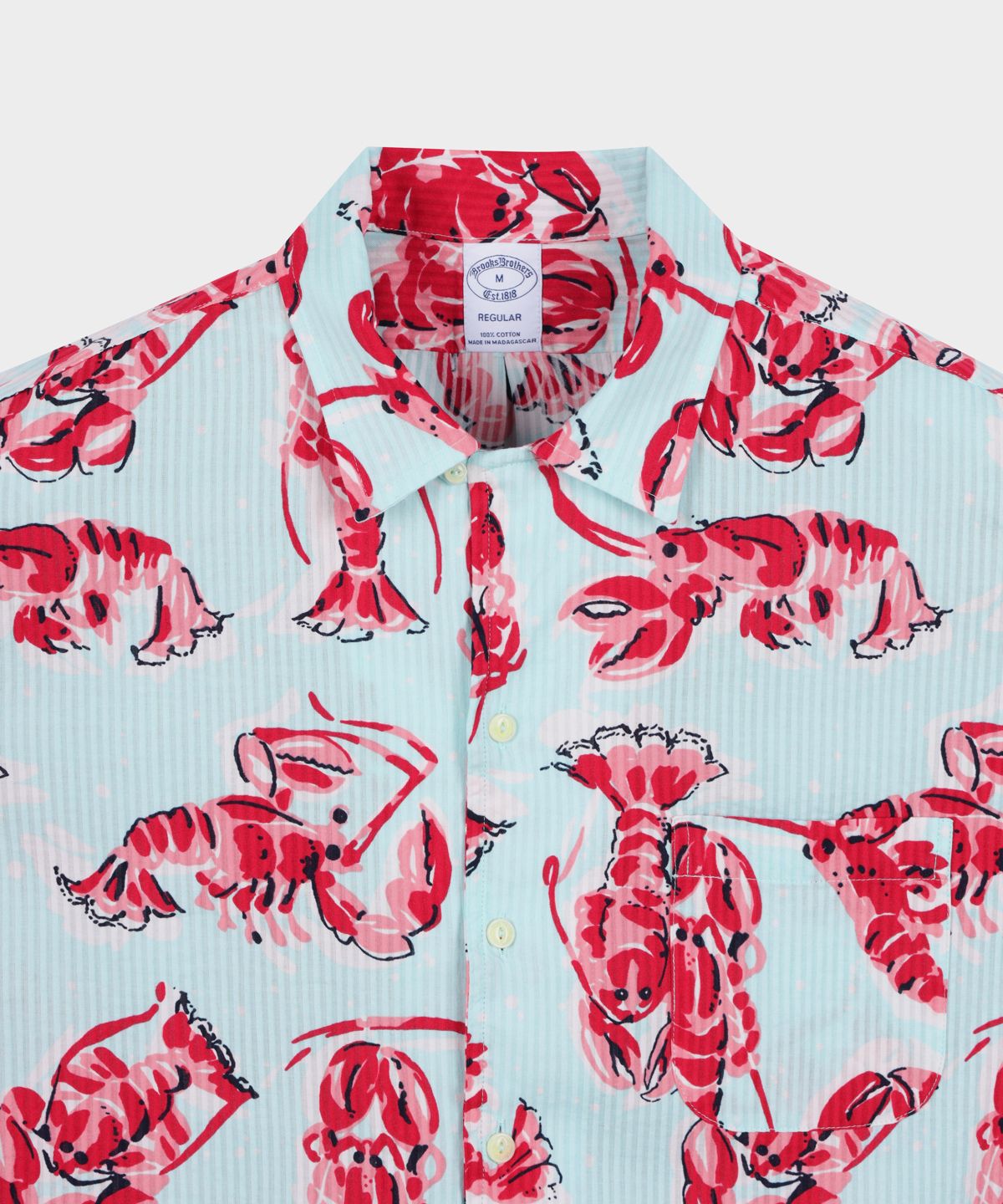 브룩스 브라더스(BROOKS BROTHERS) 시어서커 랍스터 숏슬리브 캠프 스포츠셔츠 (멀티) (BBTPMM79237FM)
