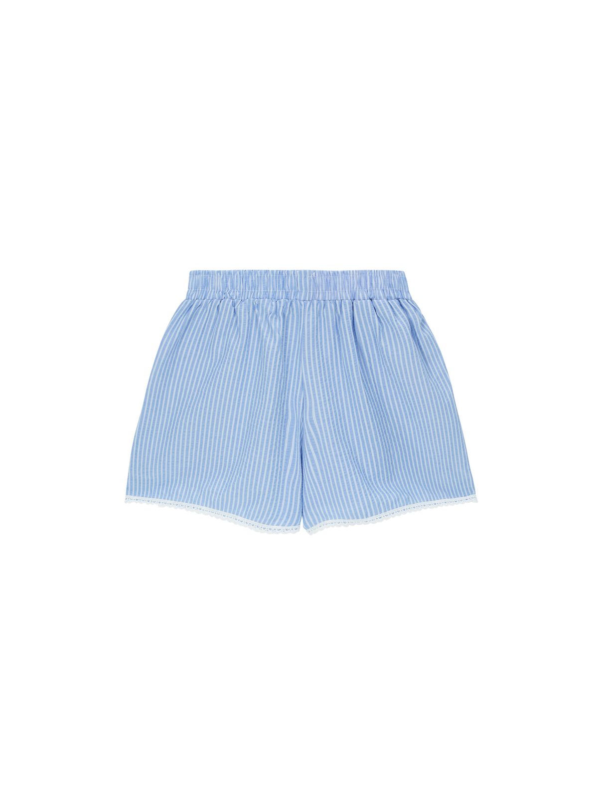 샐러드바구니(SALAD BAGUNI) Lace hem seersucker shorts - blue