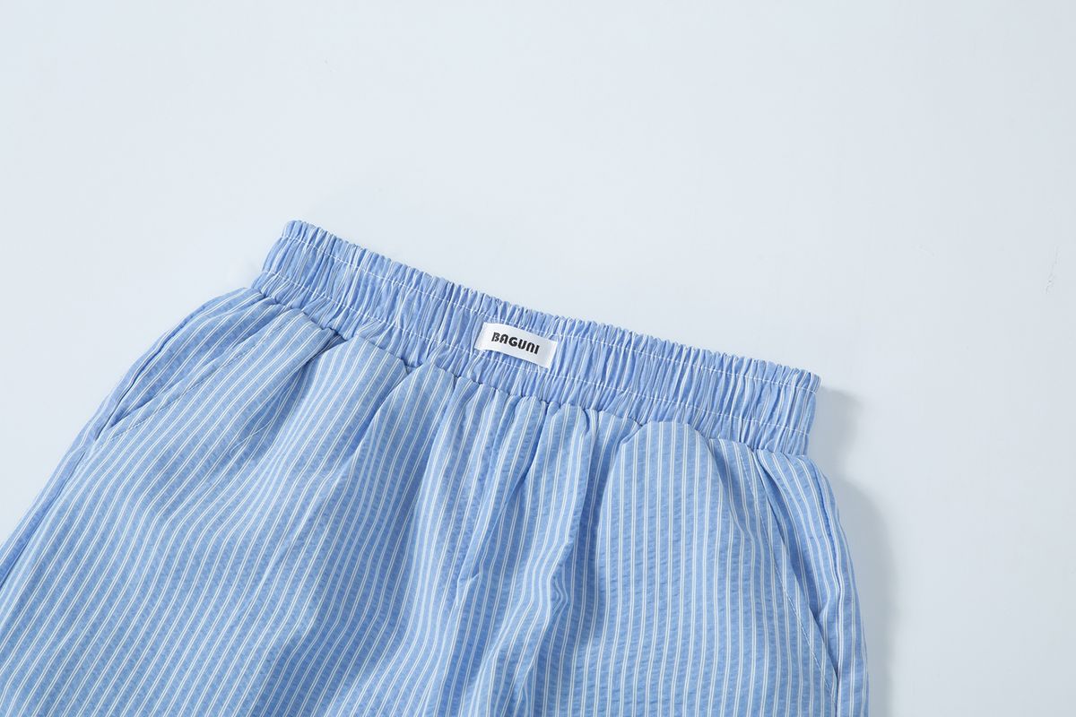 샐러드바구니(SALAD BAGUNI) Lace hem seersucker shorts - blue