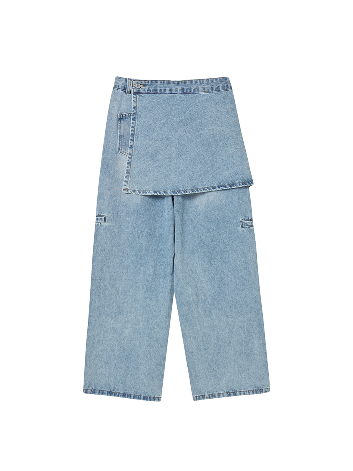 더그린랩(THE GREEN LAB) 버튼 랩스커트 데님 팬츠 [블루]