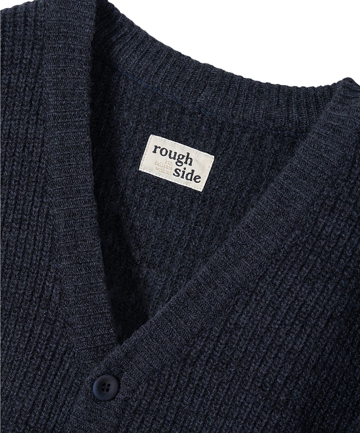 러프사이드(ROUGHSIDE) V-neck Cardigan Midnight Navy