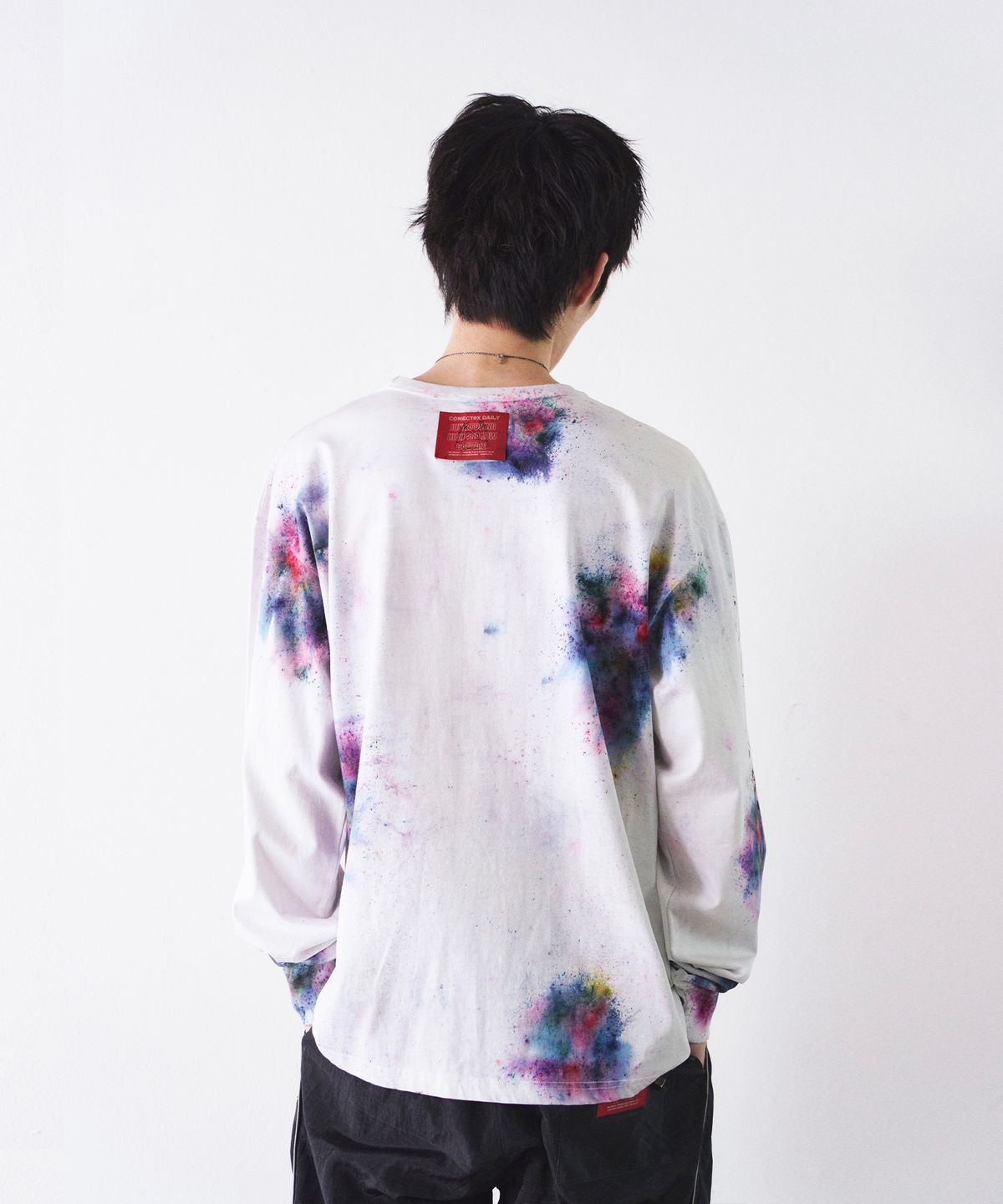 커넥트엑스(CONECTX) Hand Spray Dyed Cotton Long Sleeve, Multi Pink